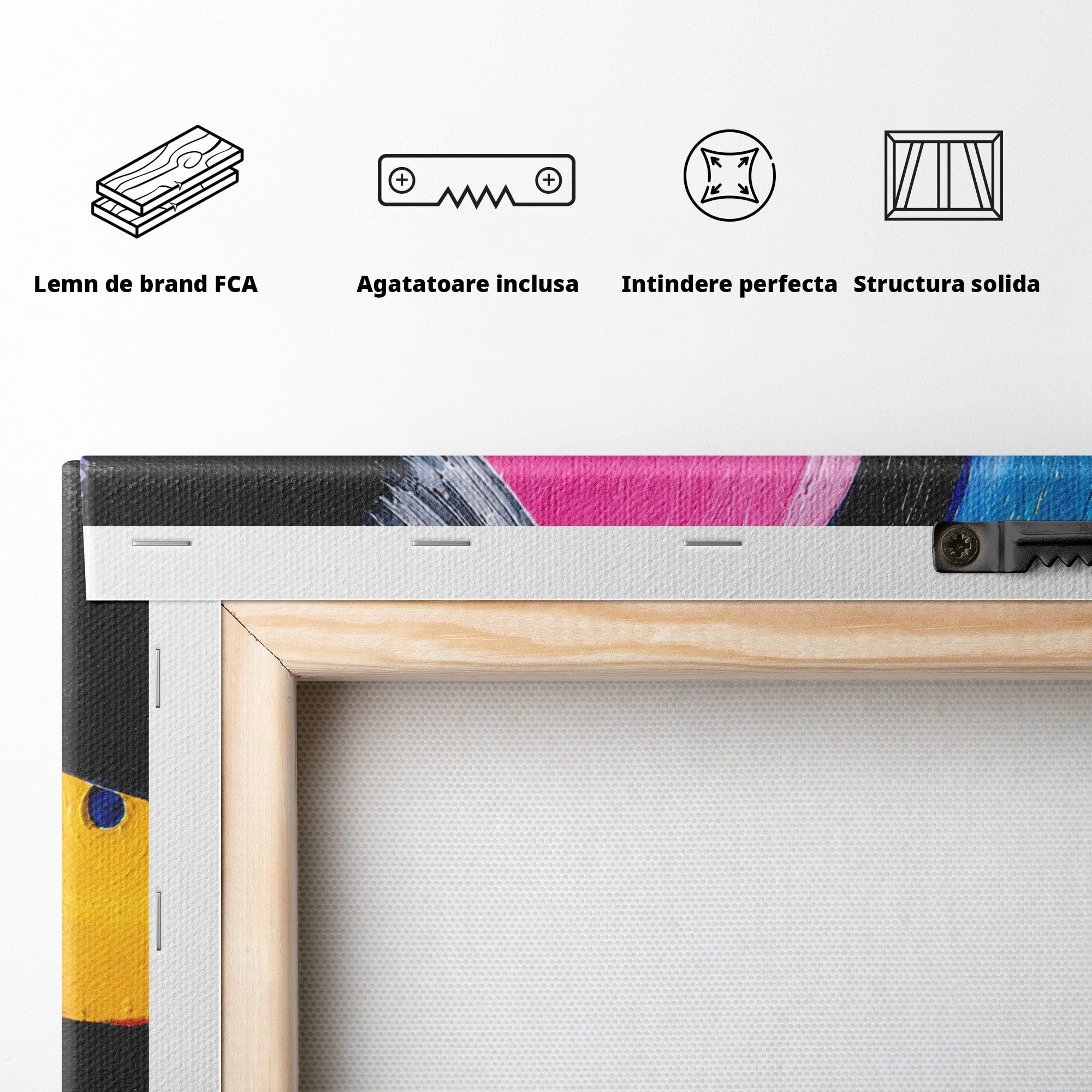 Tablou Canvas Premium LuxCanva® R1005, Viniluri Colorate, Viniluri, Muzica, Retro, Arta Abstracta, Living, Culori Vibrante