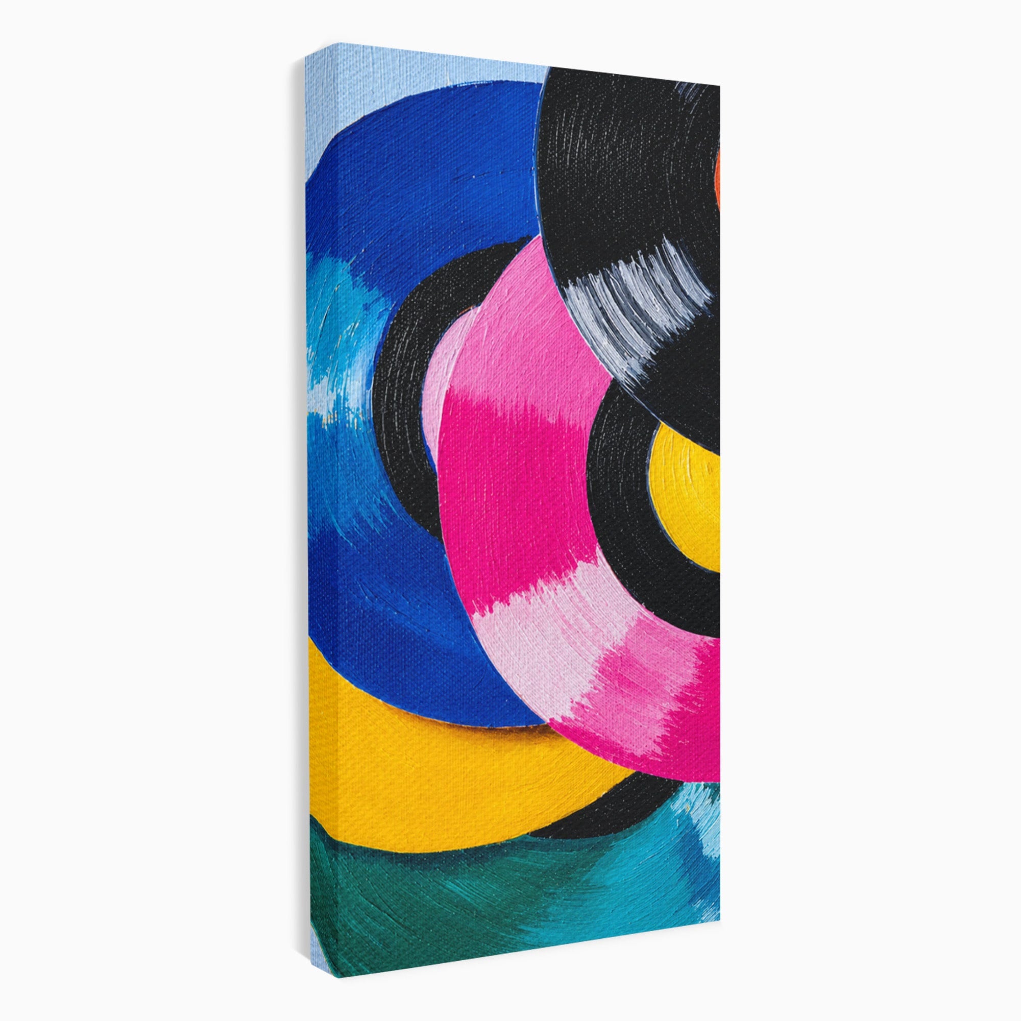 Tablou Canvas Premium LuxCanva® R1005, Viniluri Colorate, Viniluri, Muzica, Retro, Arta Abstracta, Living, Culori Vibrante