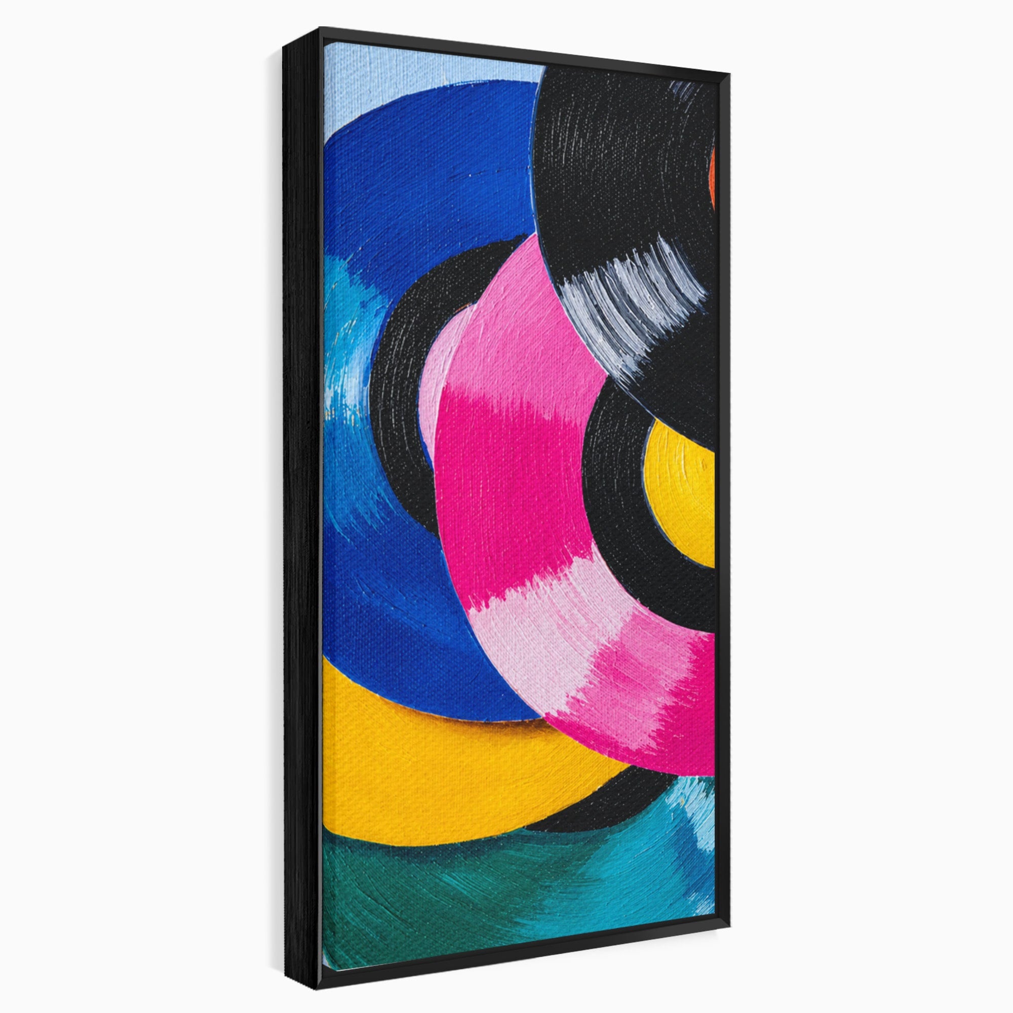 Tablou Canvas Premium LuxCanva® R1005, Viniluri Colorate, Viniluri, Muzica, Retro, Arta Abstracta, Living, Culori Vibrante