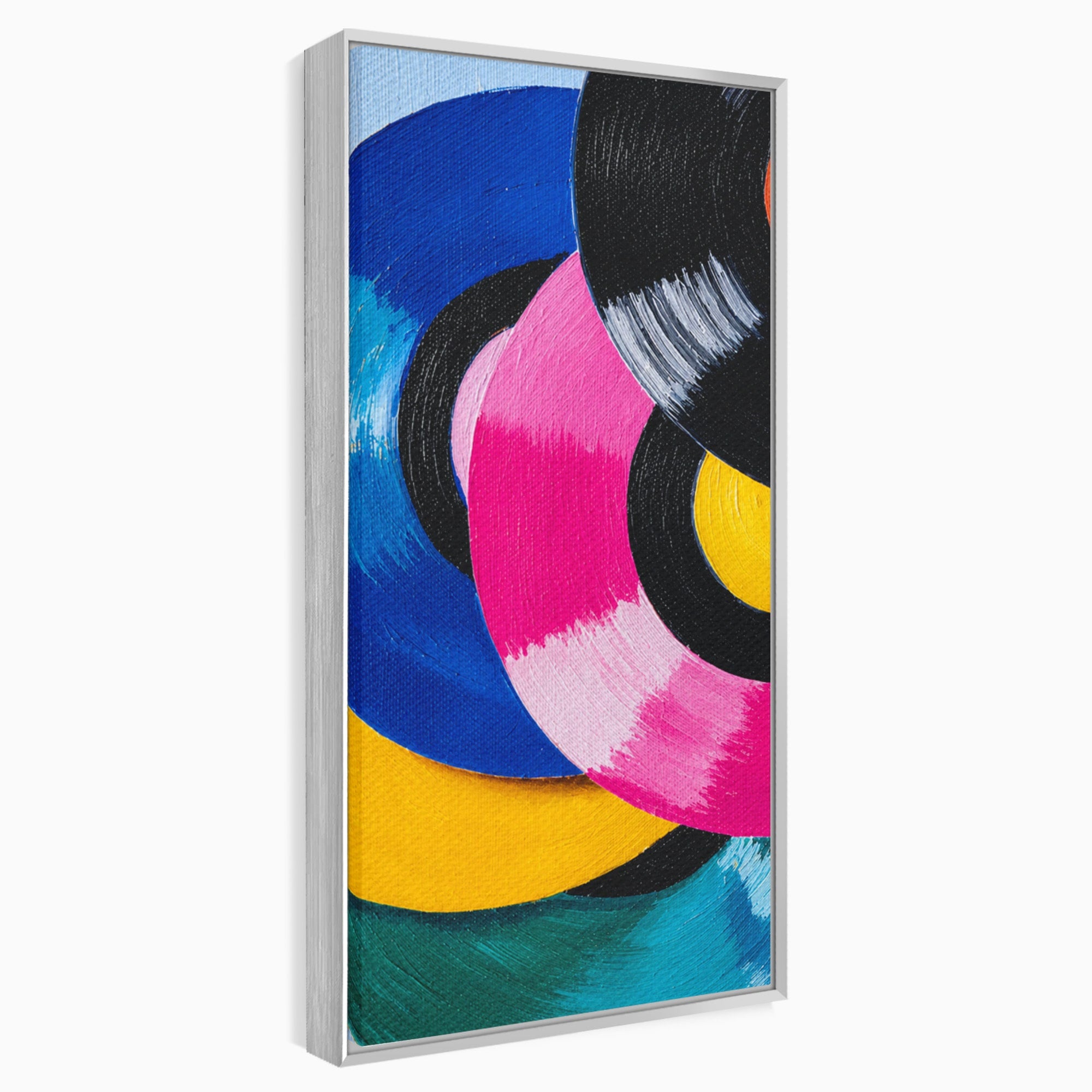 Tablou Canvas Premium LuxCanva® R1005, Viniluri Colorate, Viniluri, Muzica, Retro, Arta Abstracta, Living, Culori Vibrante