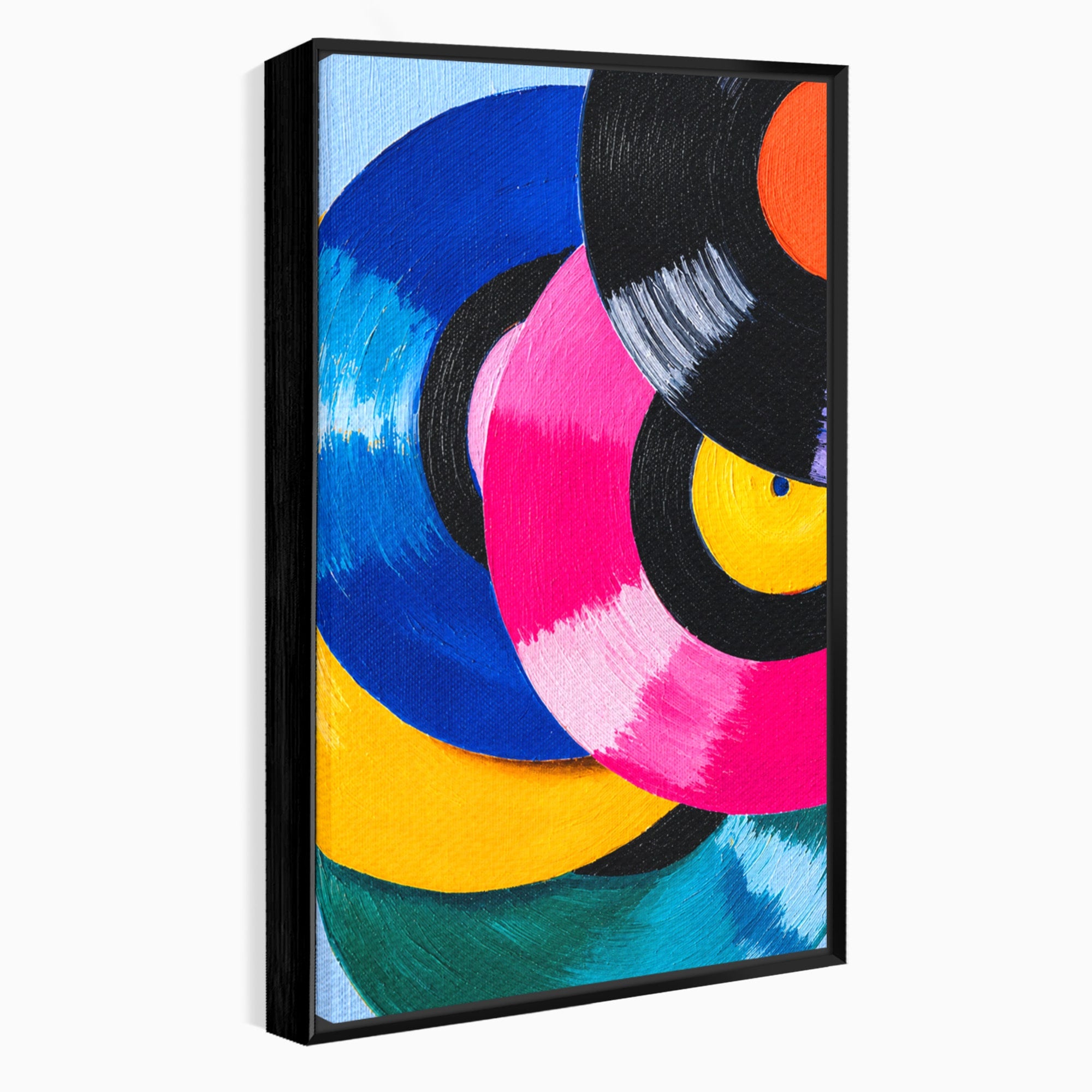 Tablou Canvas Premium LuxCanva® R1005, Viniluri Colorate, Viniluri, Muzica, Retro, Arta Abstracta, Living, Culori Vibrante