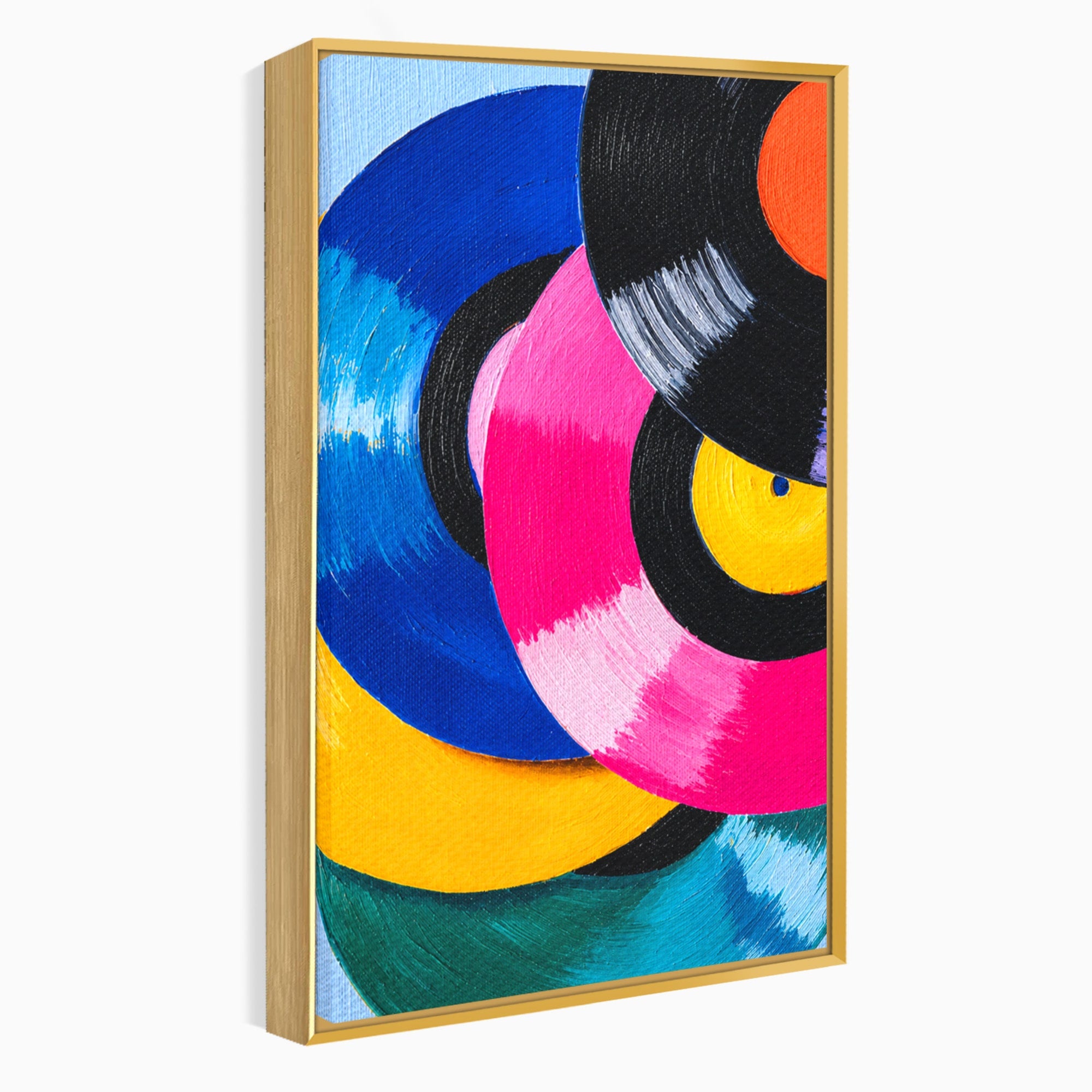 Tablou Canvas Premium LuxCanva® R1005, Viniluri Colorate, Viniluri, Muzica, Retro, Arta Abstracta, Living, Culori Vibrante