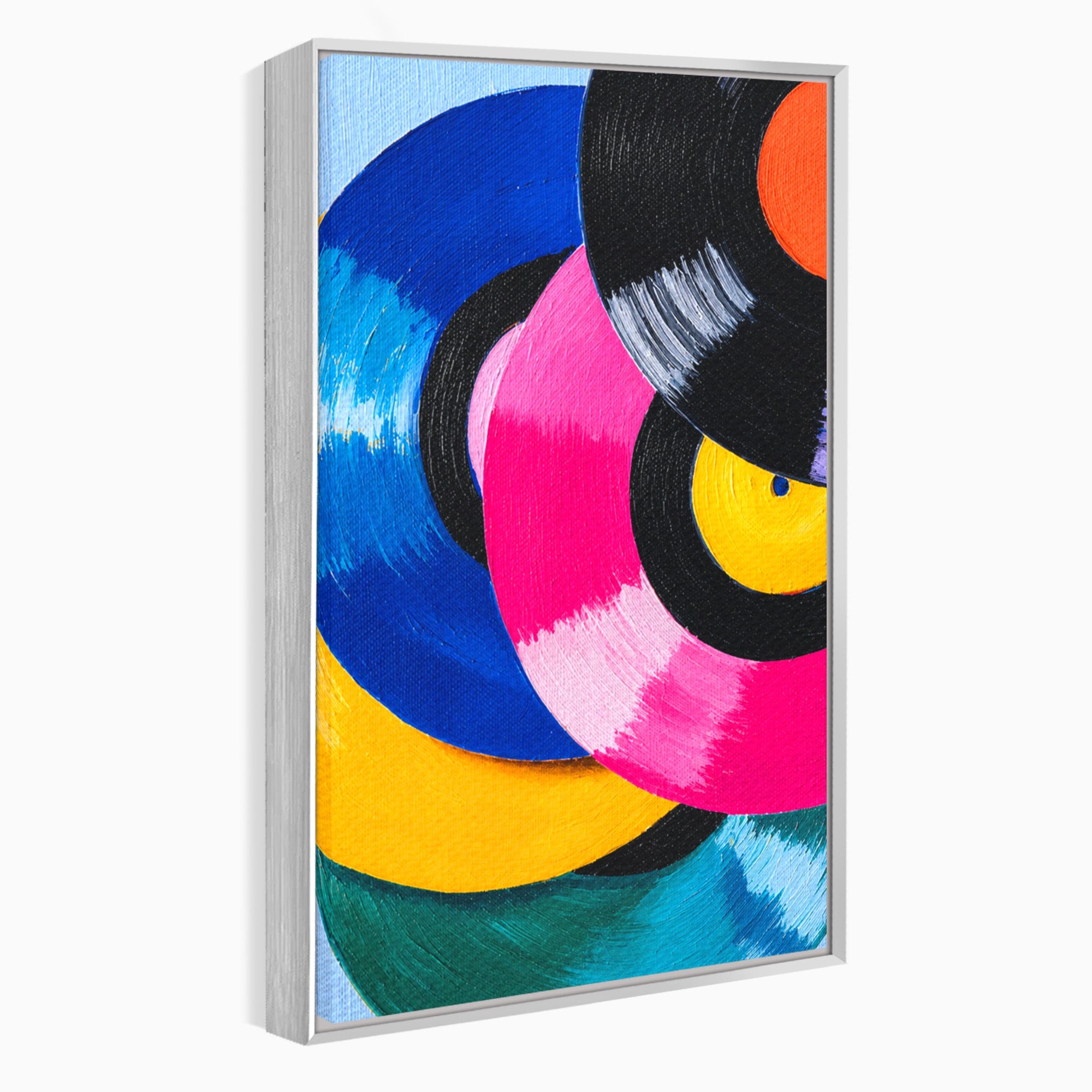 Tablou Canvas Premium LuxCanva® R1005, Viniluri Colorate, Viniluri, Muzica, Retro, Arta Abstracta, Living, Culori Vibrante