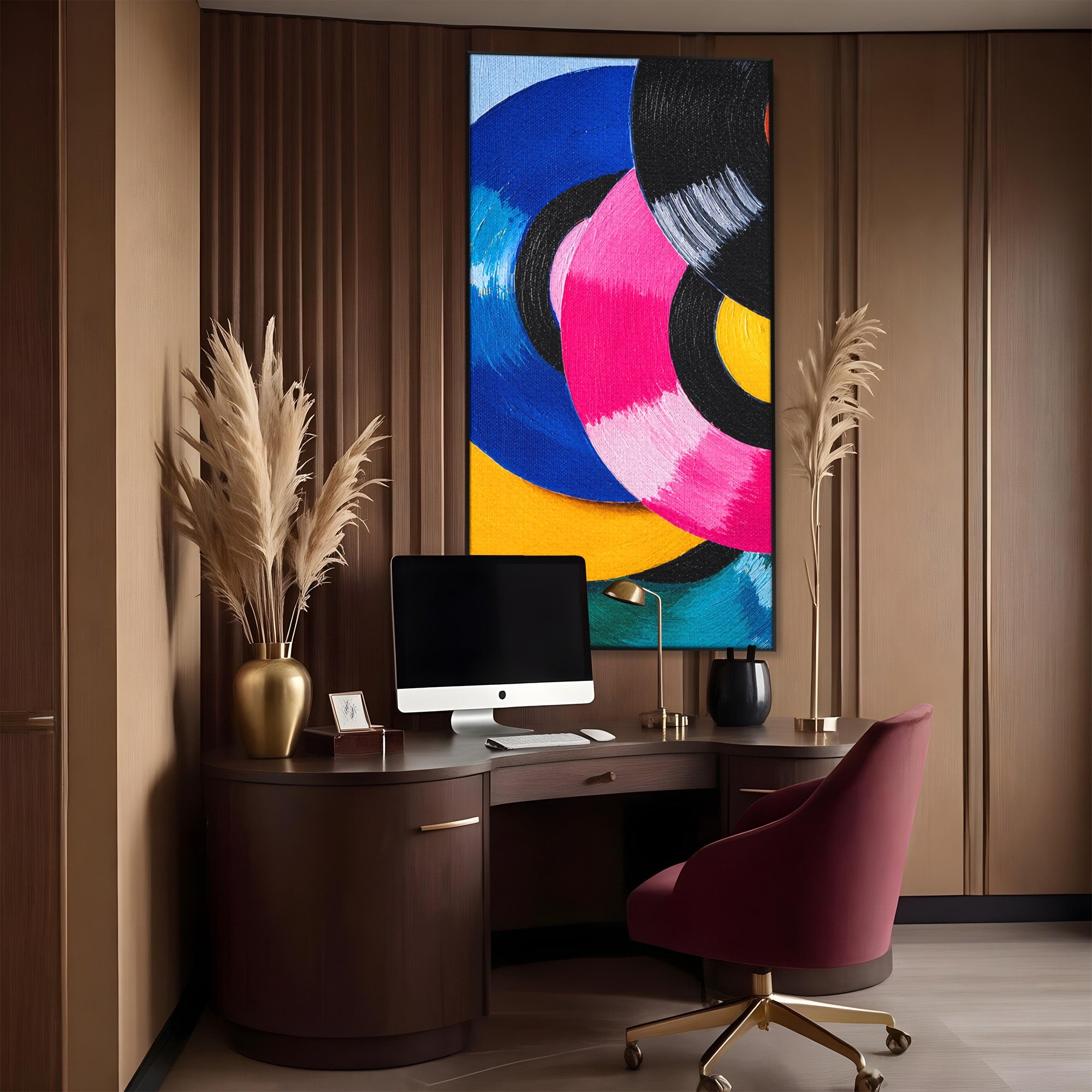Tablou Canvas Premium LuxCanva® R1005, Viniluri Colorate, Viniluri, Muzica, Retro, Arta Abstracta, Living, Culori Vibrante