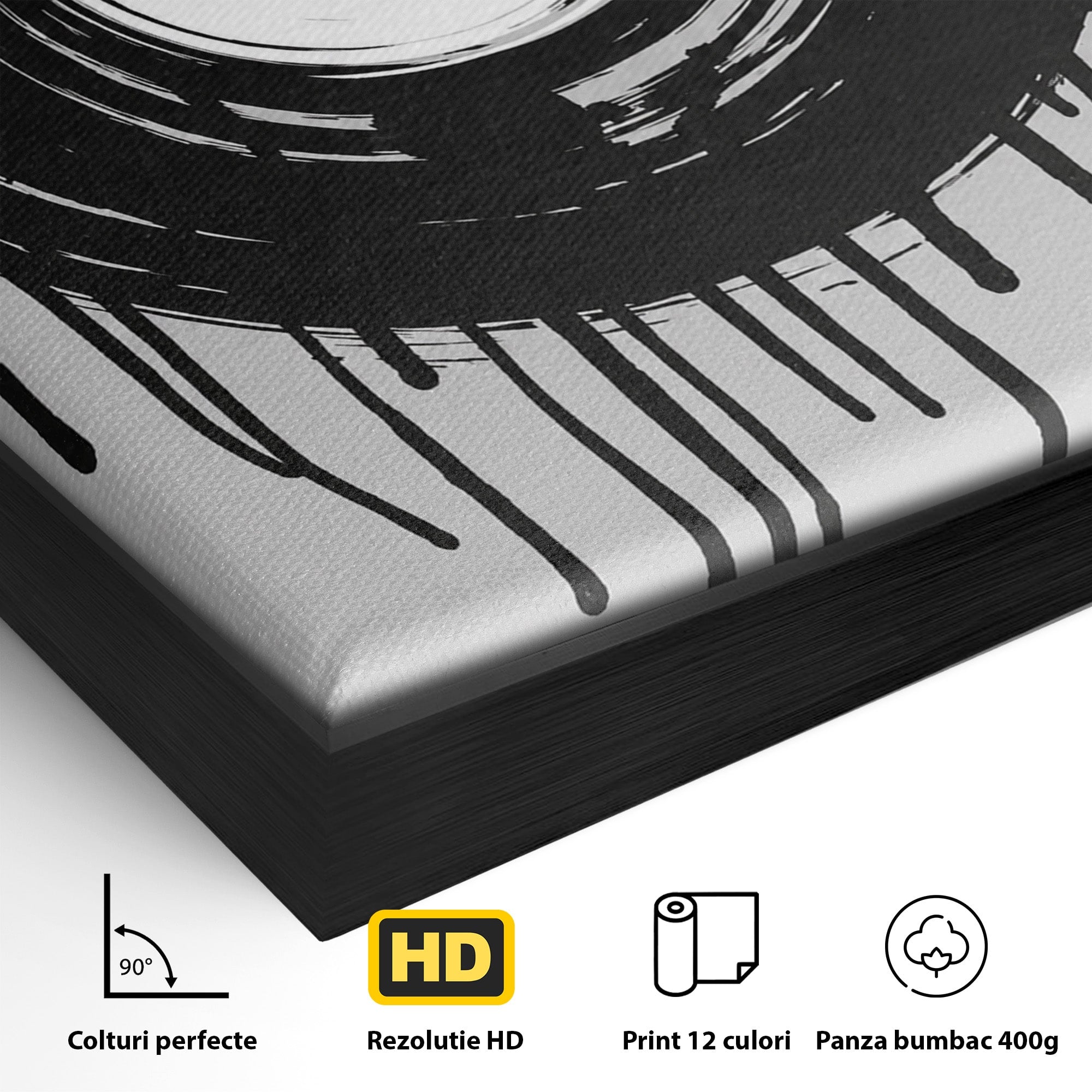 Tablou Canvas Premium LuxCanva® R1006, Vinil Topit, Vinil, Muzica, Abstract, Modern, Birou, Culori Vibrante