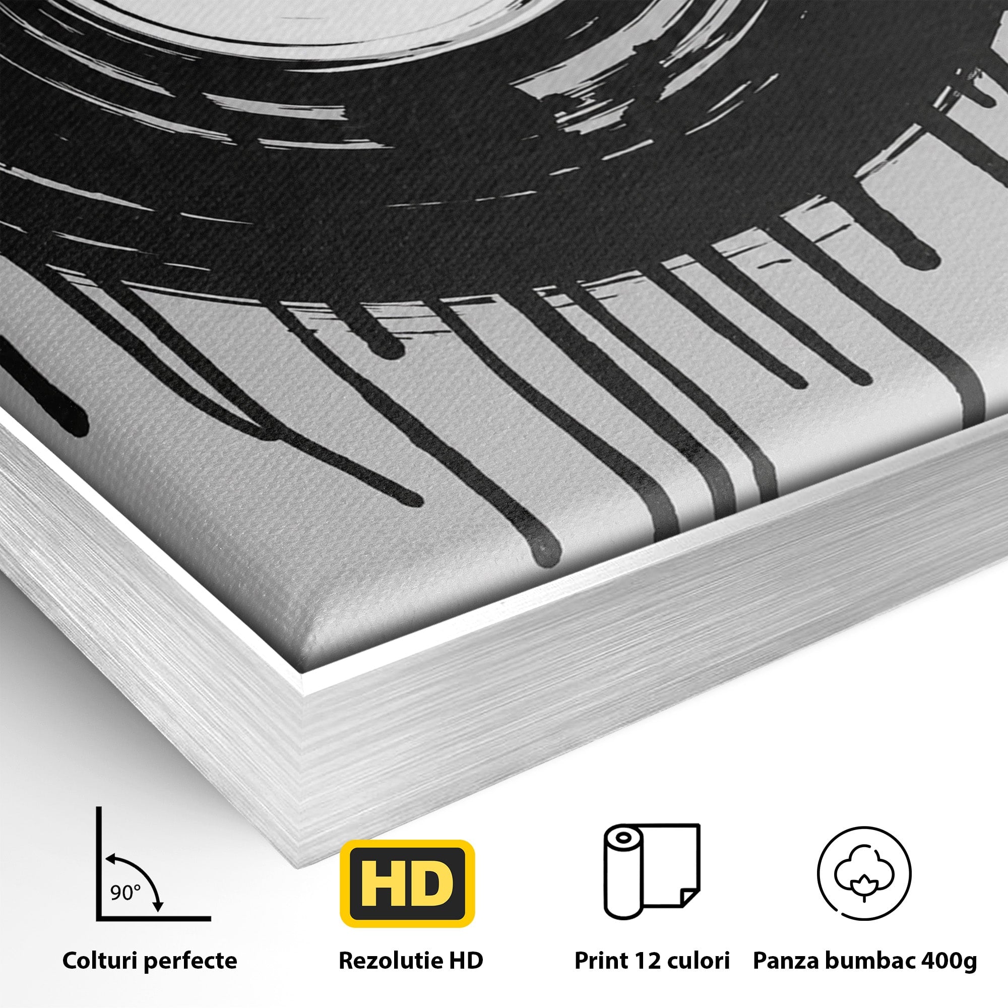 Tablou Canvas Premium LuxCanva® R1006, Vinil Topit, Vinil, Muzica, Abstract, Modern, Birou, Culori Vibrante