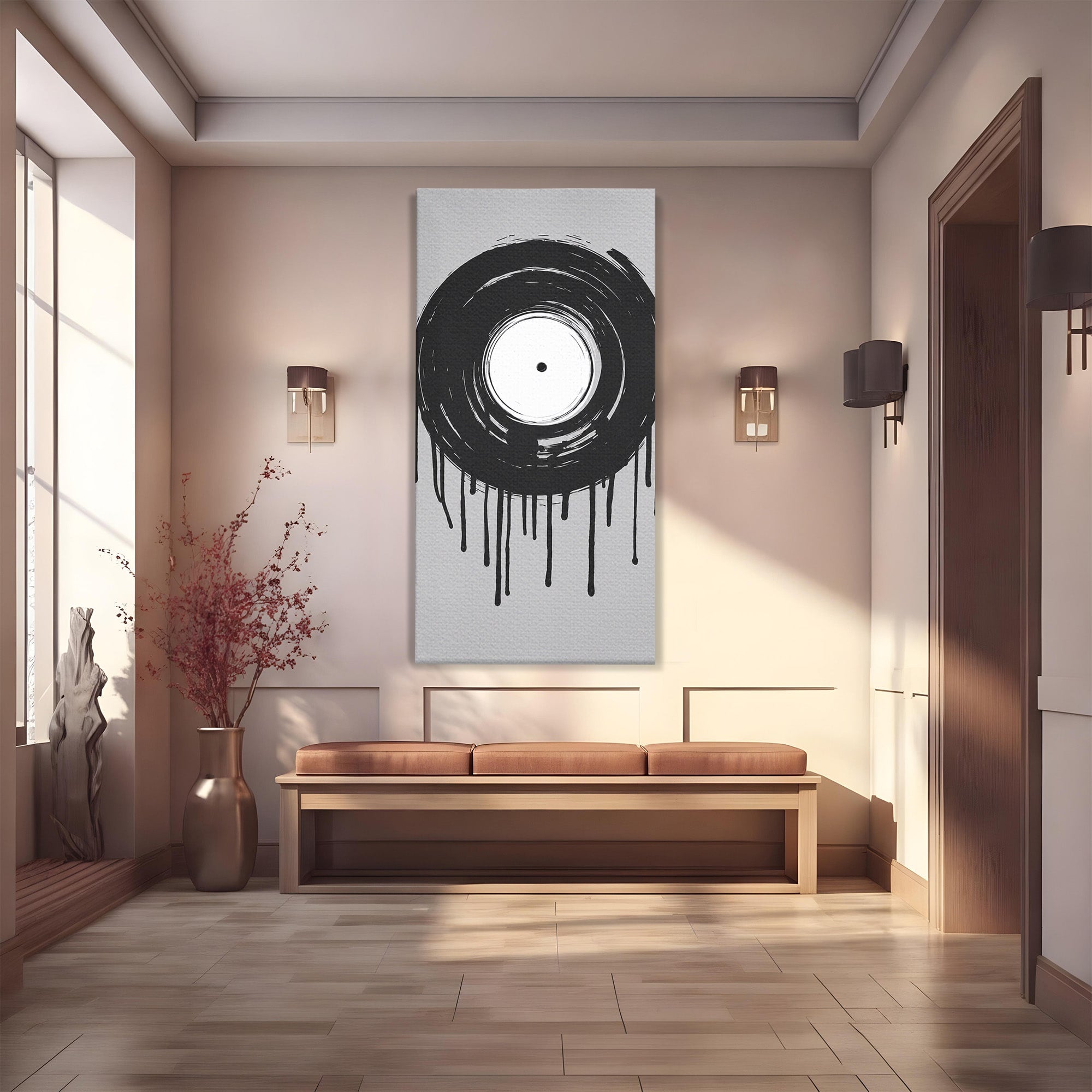 Tablou Canvas Premium LuxCanva® R1006, Vinil Topit, Vinil, Muzica, Abstract, Modern, Birou, Culori Vibrante