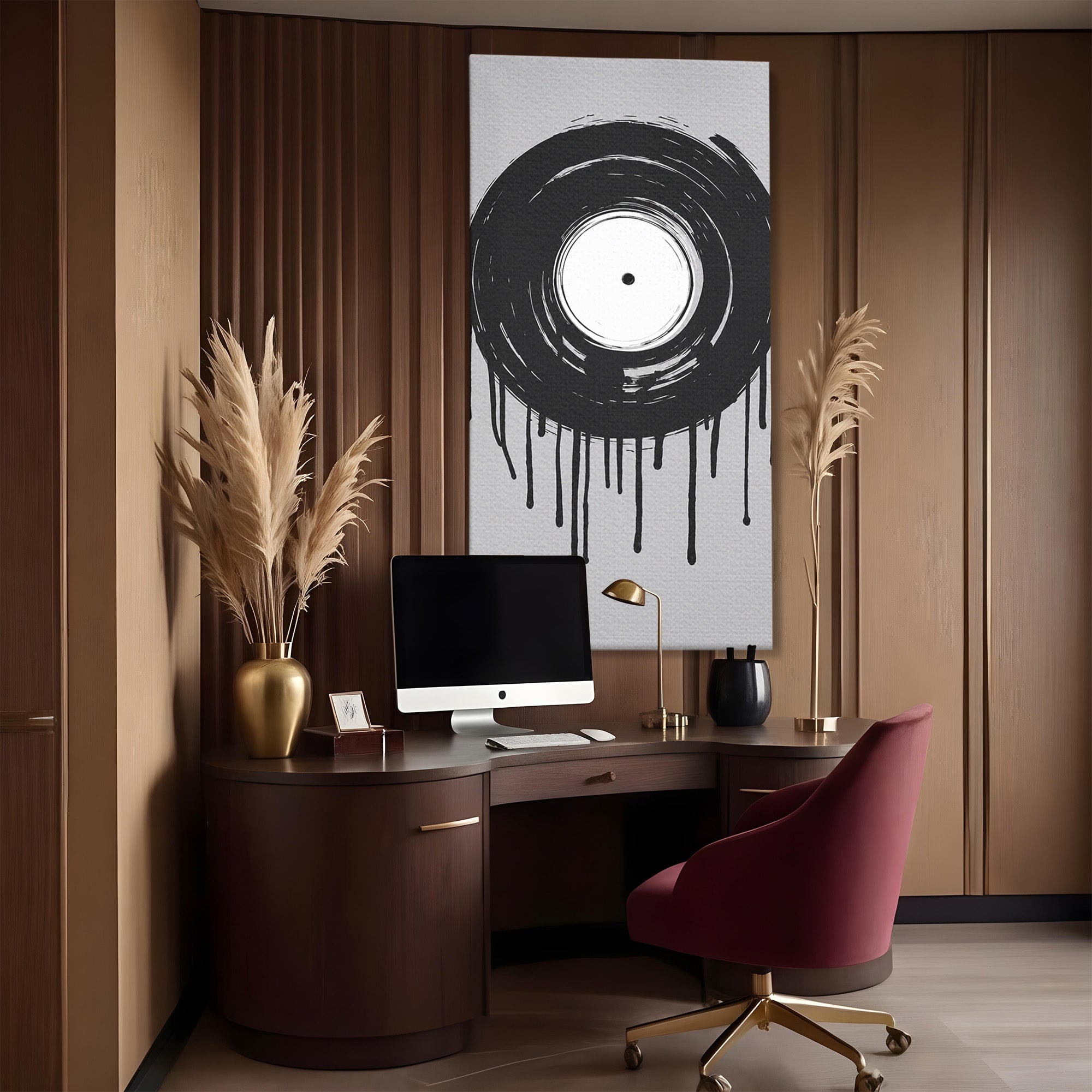 Tablou Canvas Premium LuxCanva® R1006, Vinil Topit, Vinil, Muzica, Abstract, Modern, Birou, Culori Vibrante