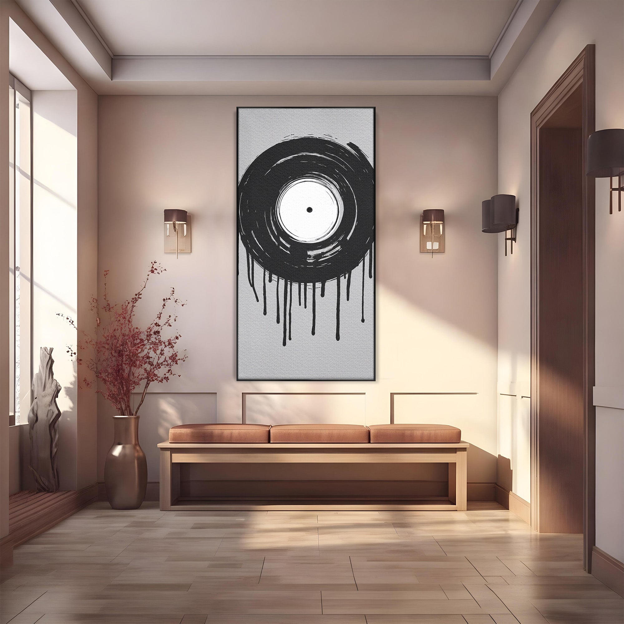 Tablou Canvas Premium LuxCanva® R1006, Vinil Topit, Vinil, Muzica, Abstract, Modern, Birou, Culori Vibrante
