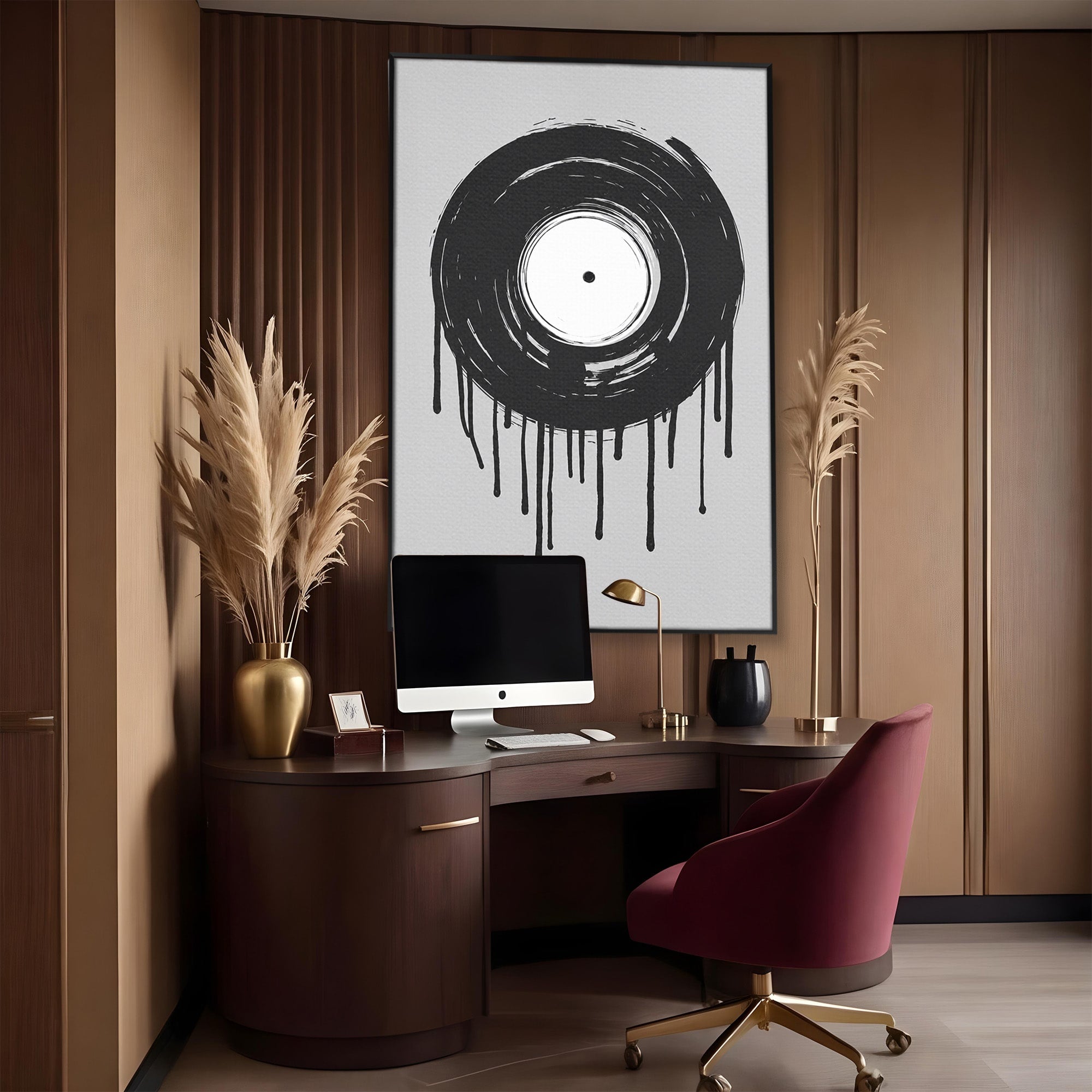 Tablou Canvas Premium LuxCanva® R1006, Vinil Topit, Vinil, Muzica, Abstract, Modern, Birou, Culori Vibrante