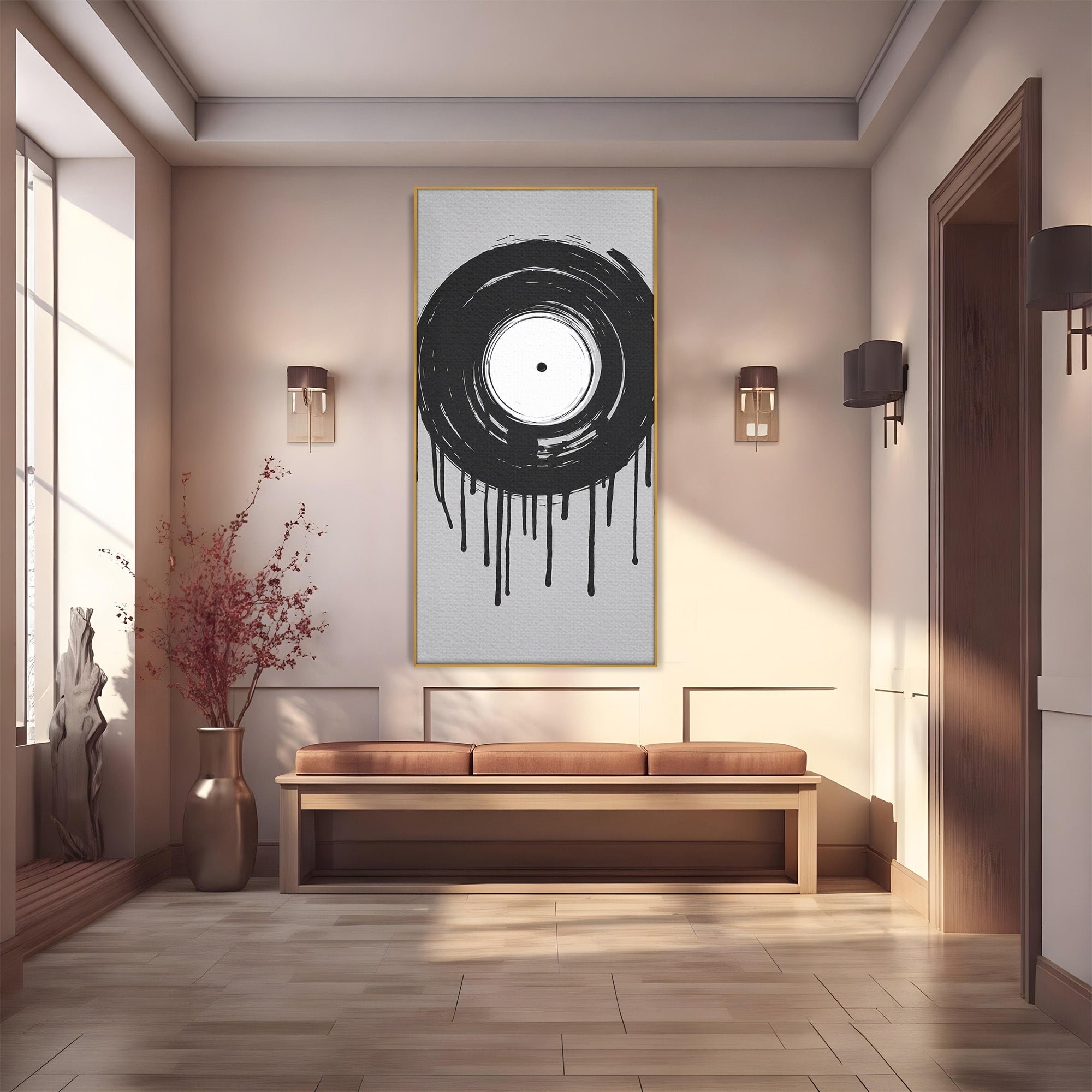 Tablou Canvas Premium LuxCanva® R1006, Vinil Topit, Vinil, Muzica, Abstract, Modern, Birou, Culori Vibrante
