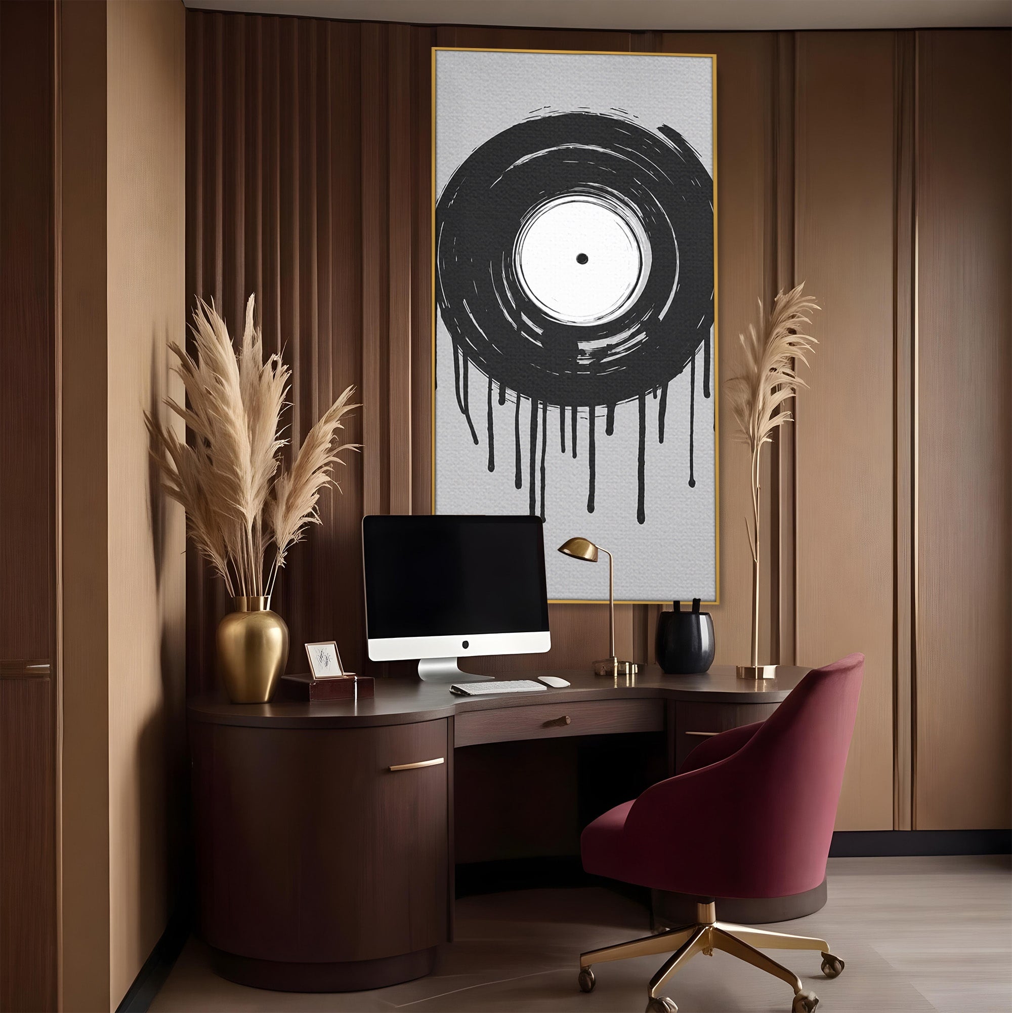 Tablou Canvas Premium LuxCanva® R1006, Vinil Topit, Vinil, Muzica, Abstract, Modern, Birou, Culori Vibrante
