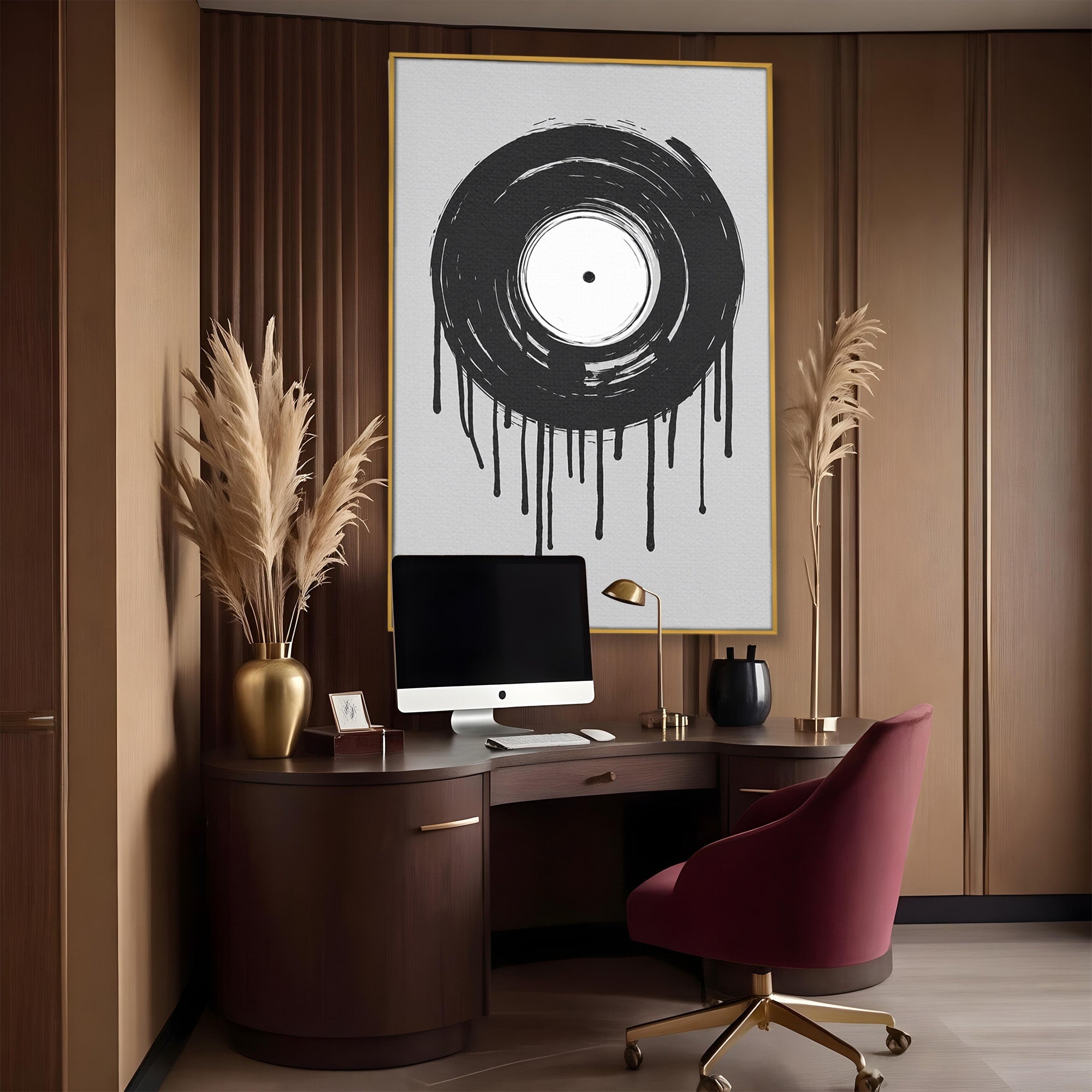 Tablou Canvas Premium LuxCanva® R1006, Vinil Topit, Vinil, Muzica, Abstract, Modern, Birou, Culori Vibrante