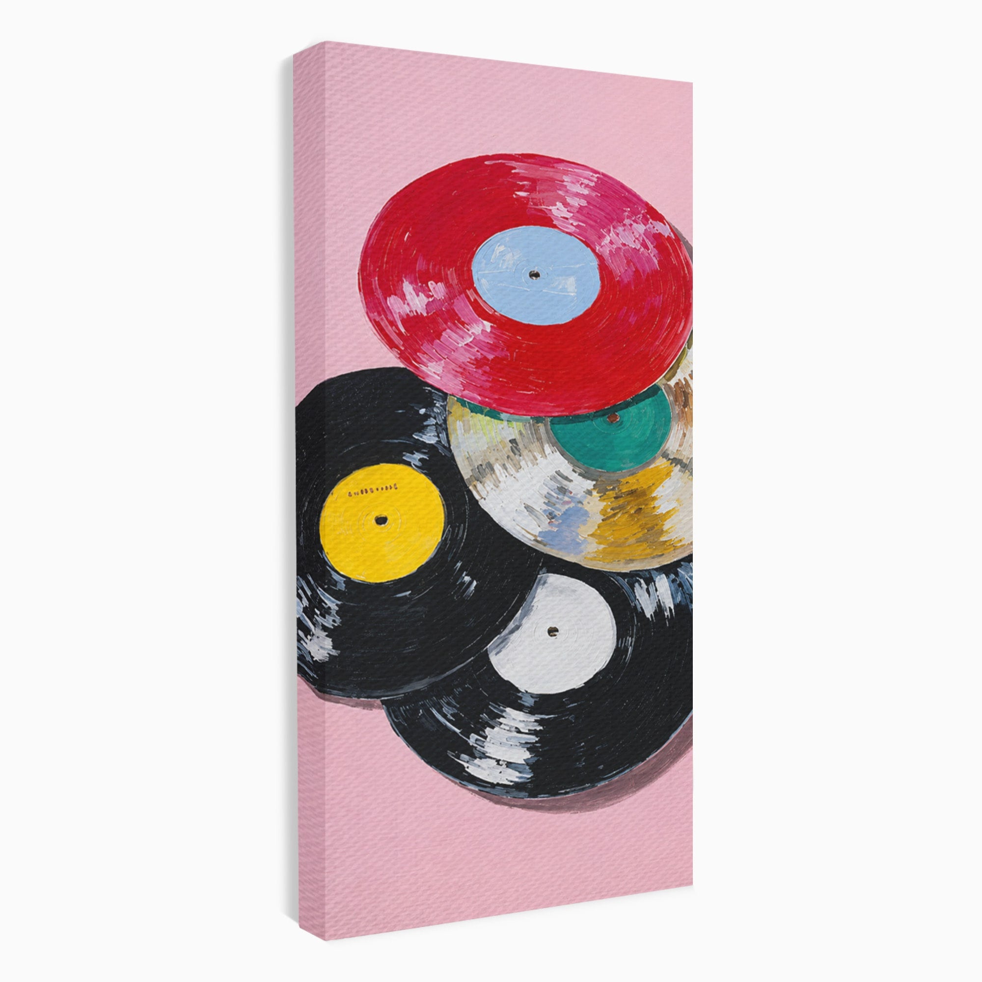 Tablou Canvas Premium LuxCanva® R1007, Viniluri Retro, Viniluri, Muzica, Retro, Arta, Living, Culori Vibrante