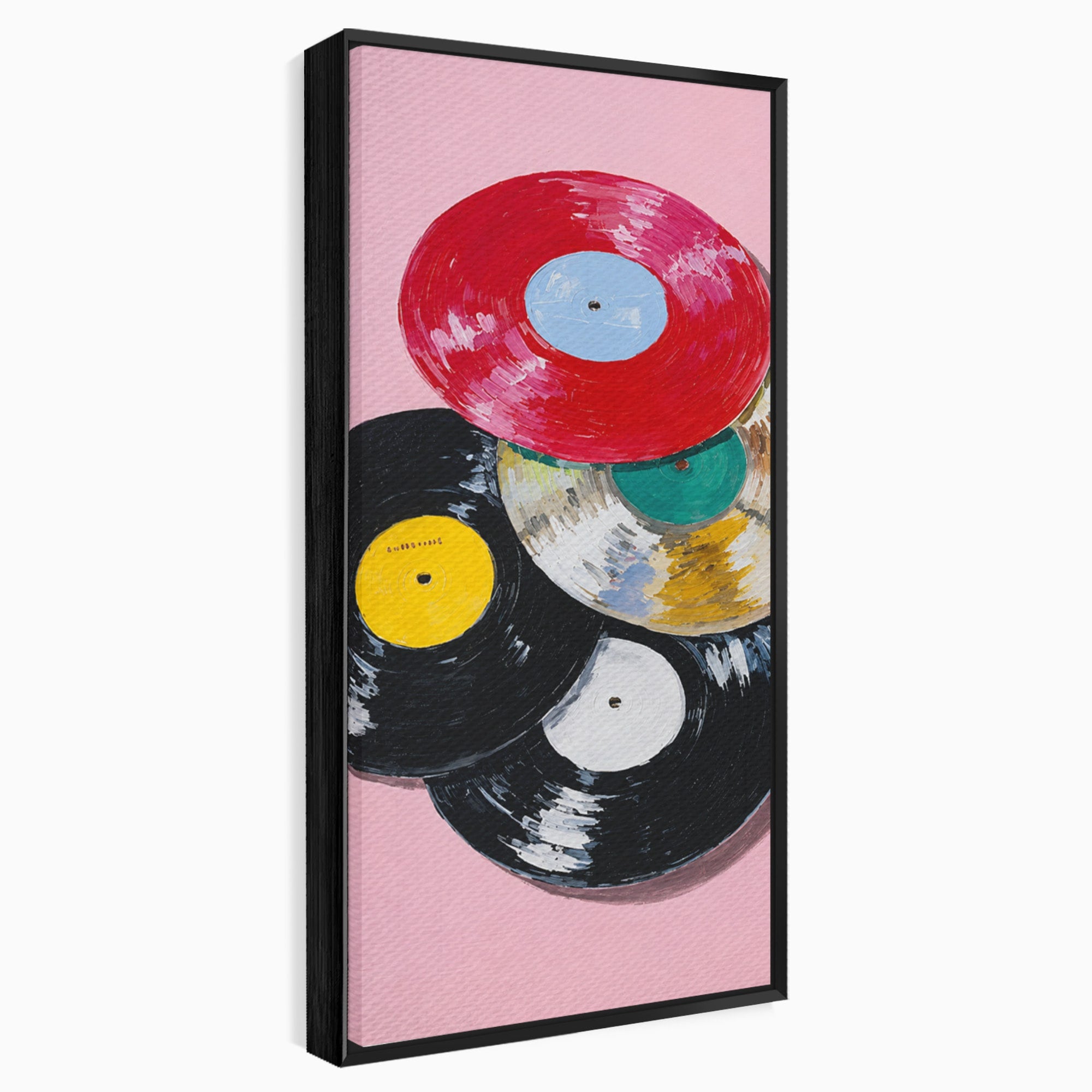 Tablou Canvas Premium LuxCanva® R1007, Viniluri Retro, Viniluri, Muzica, Retro, Arta, Living, Culori Vibrante