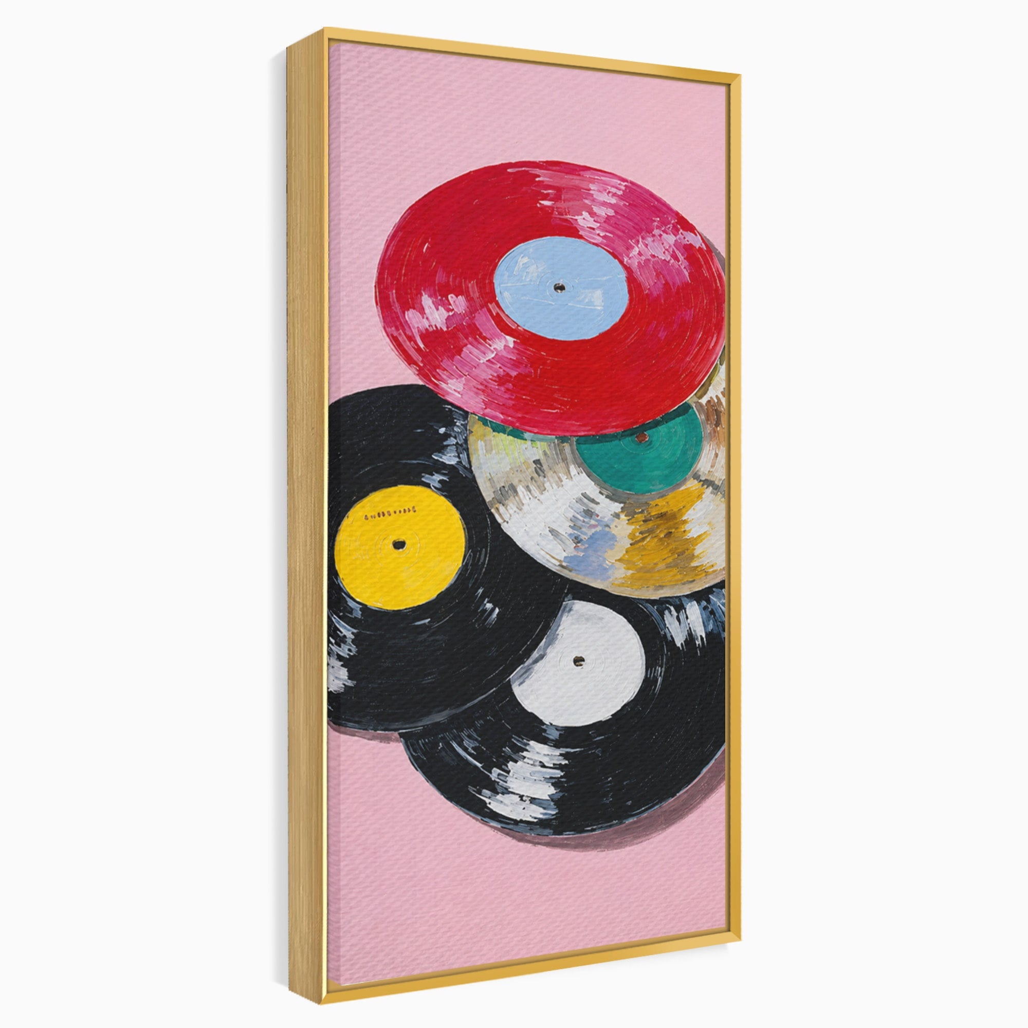 Tablou Canvas Premium LuxCanva® R1007, Viniluri Retro, Viniluri, Muzica, Retro, Arta, Living, Culori Vibrante