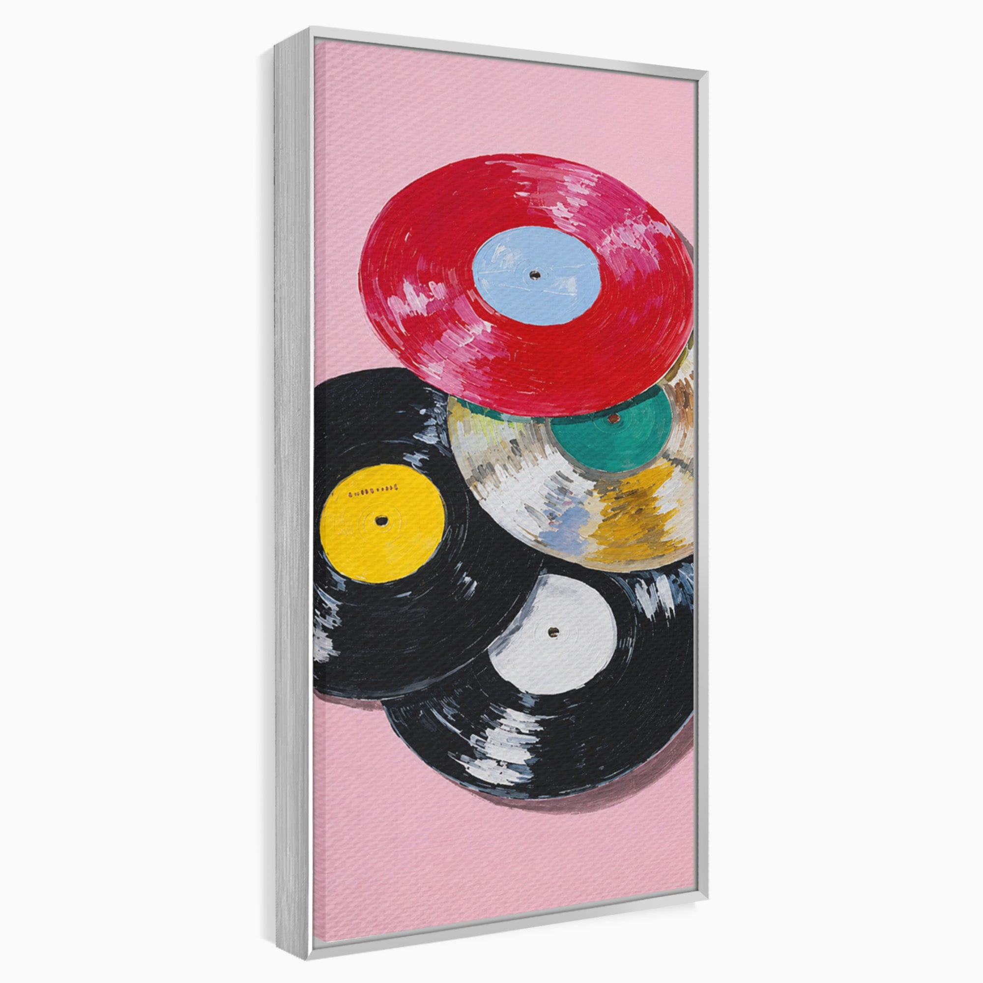 Tablou Canvas Premium LuxCanva® R1007, Viniluri Retro, Viniluri, Muzica, Retro, Arta, Living, Culori Vibrante
