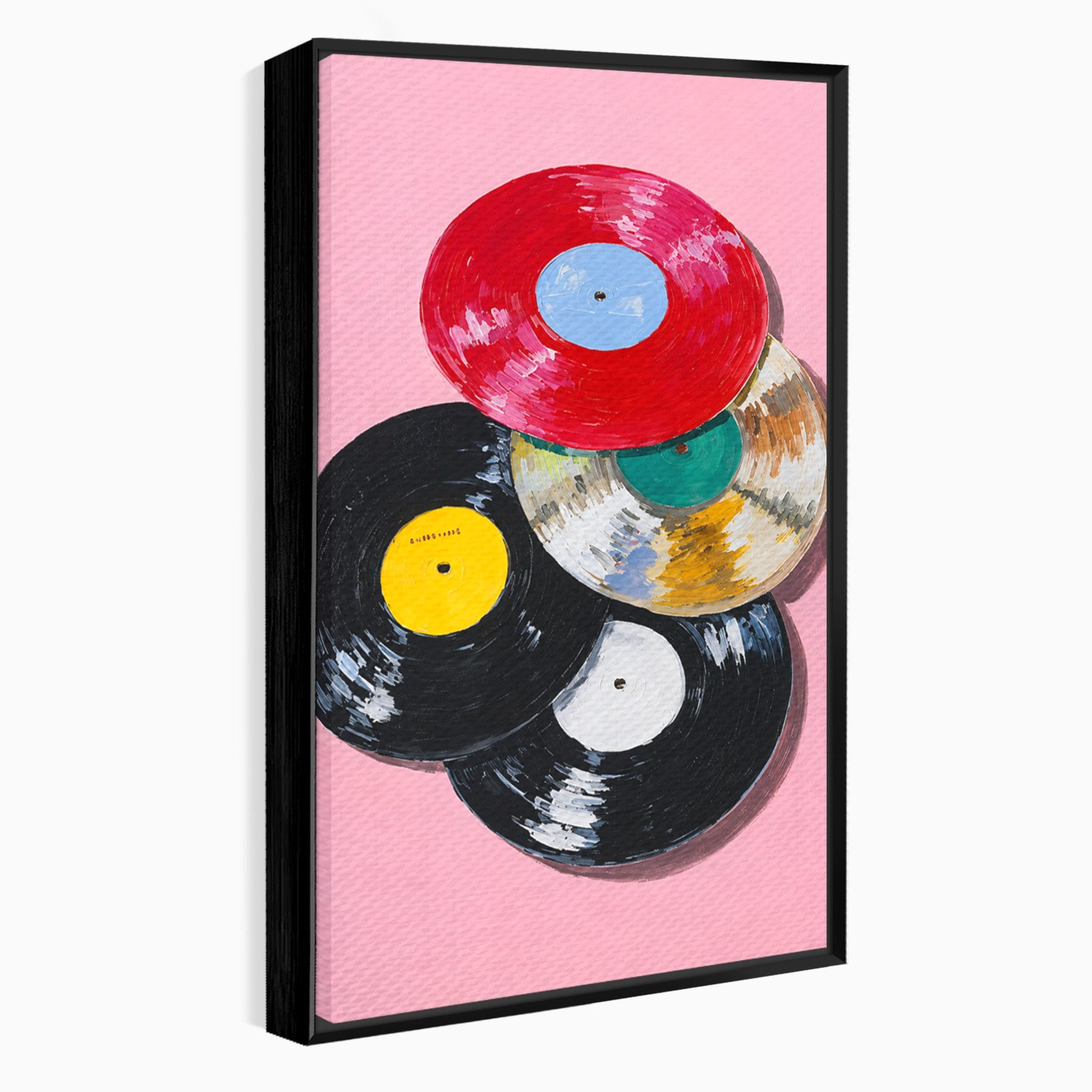 Tablou Canvas Premium LuxCanva® R1007, Viniluri Retro, Viniluri, Muzica, Retro, Arta, Living, Culori Vibrante