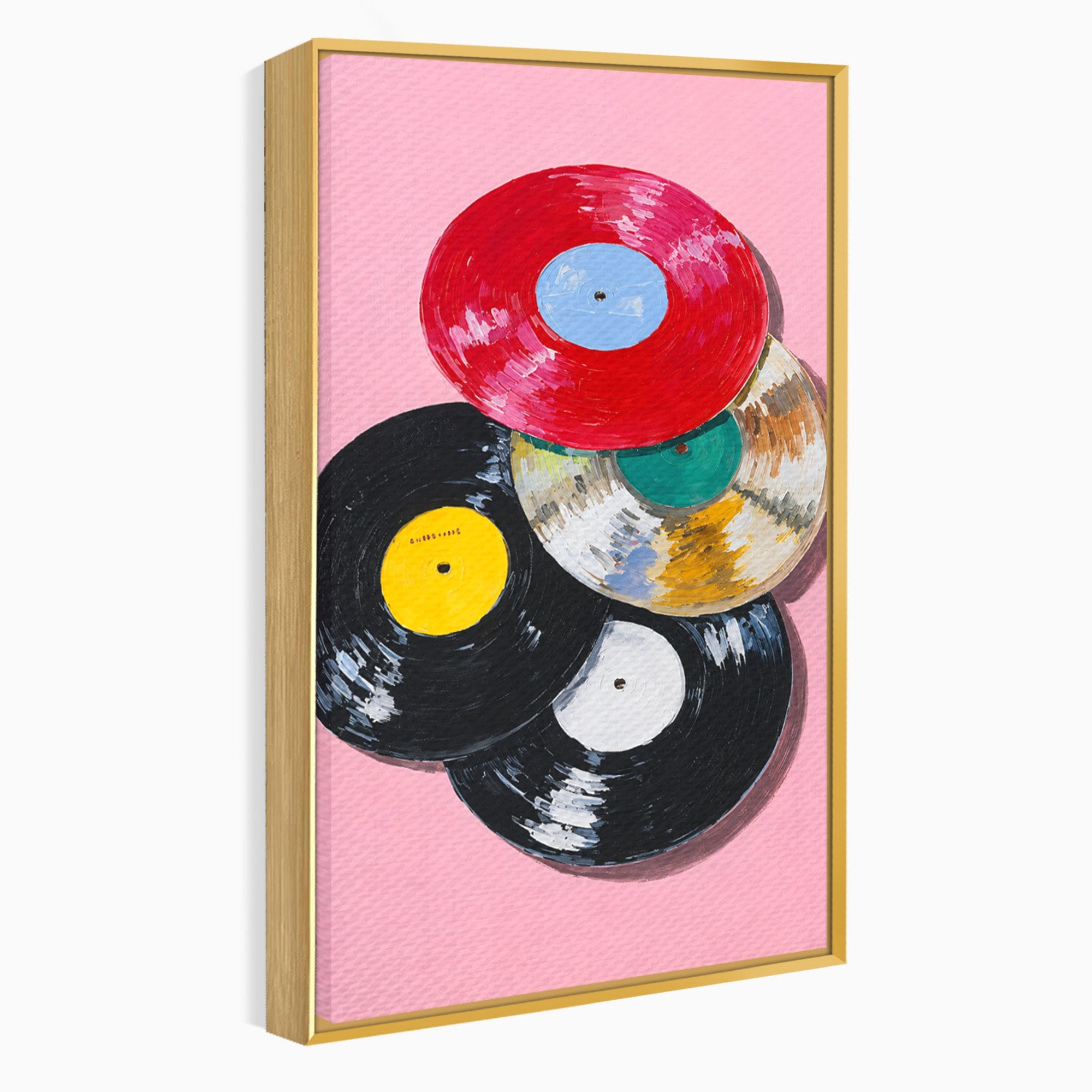 Tablou Canvas Premium LuxCanva® R1007, Viniluri Retro, Viniluri, Muzica, Retro, Arta, Living, Culori Vibrante