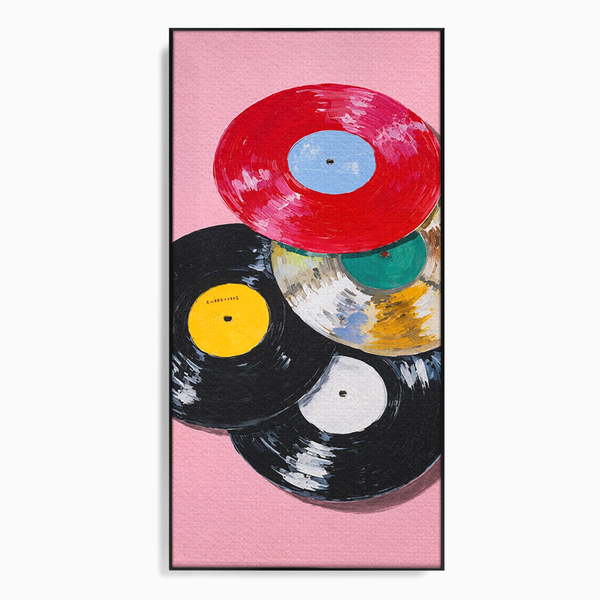 Tablou Canvas Premium LuxCanva® R1007, Viniluri Retro, Viniluri, Muzica, Retro, Arta, Living, Culori Vibrante
