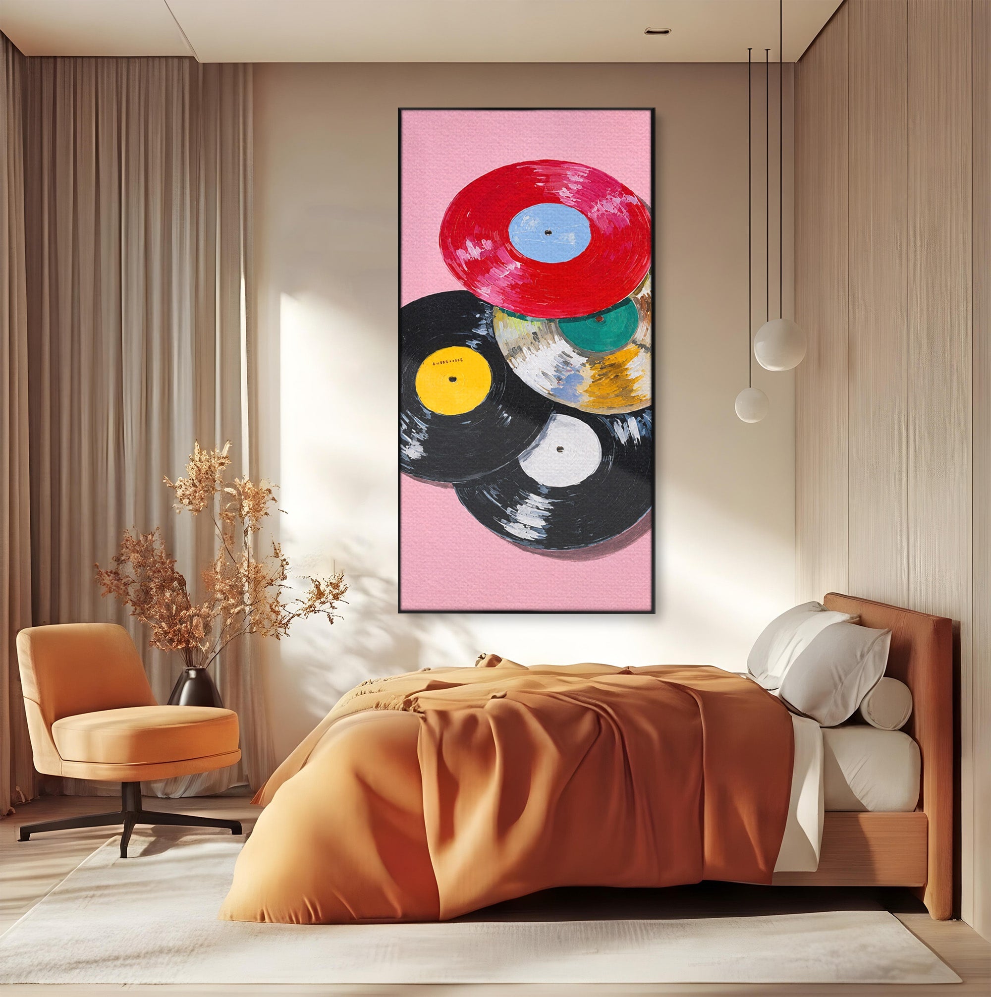 Tablou Canvas Premium LuxCanva® R1007, Viniluri Retro, Viniluri, Muzica, Retro, Arta, Living, Culori Vibrante