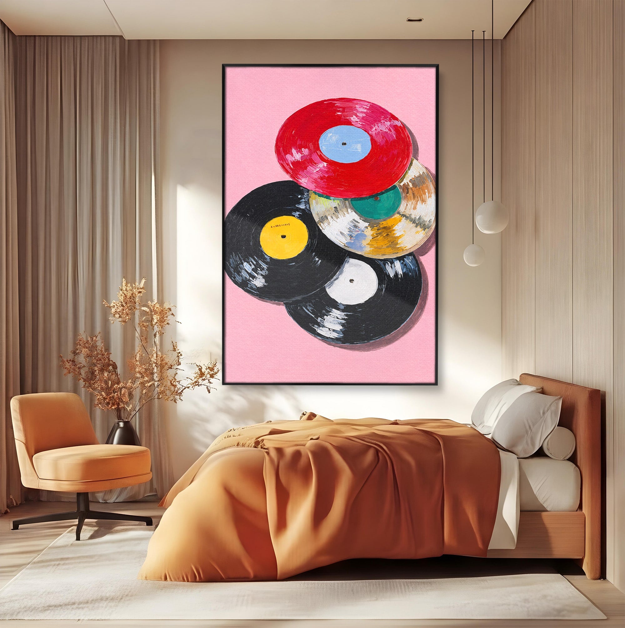 Tablou Canvas Premium LuxCanva® R1007, Viniluri Retro, Viniluri, Muzica, Retro, Arta, Living, Culori Vibrante