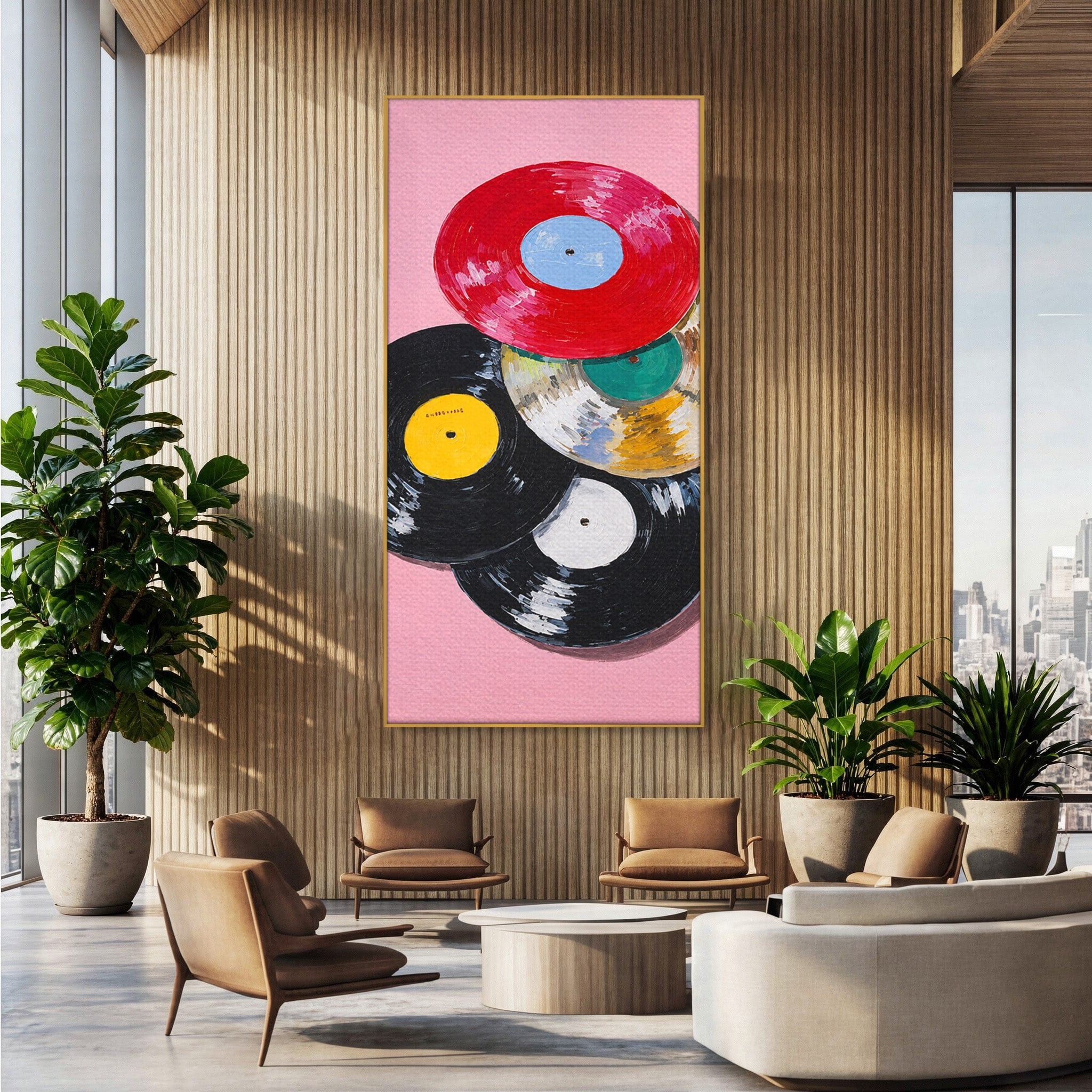 Tablou Canvas Premium LuxCanva® R1007, Viniluri Retro, Viniluri, Muzica, Retro, Arta, Living, Culori Vibrante