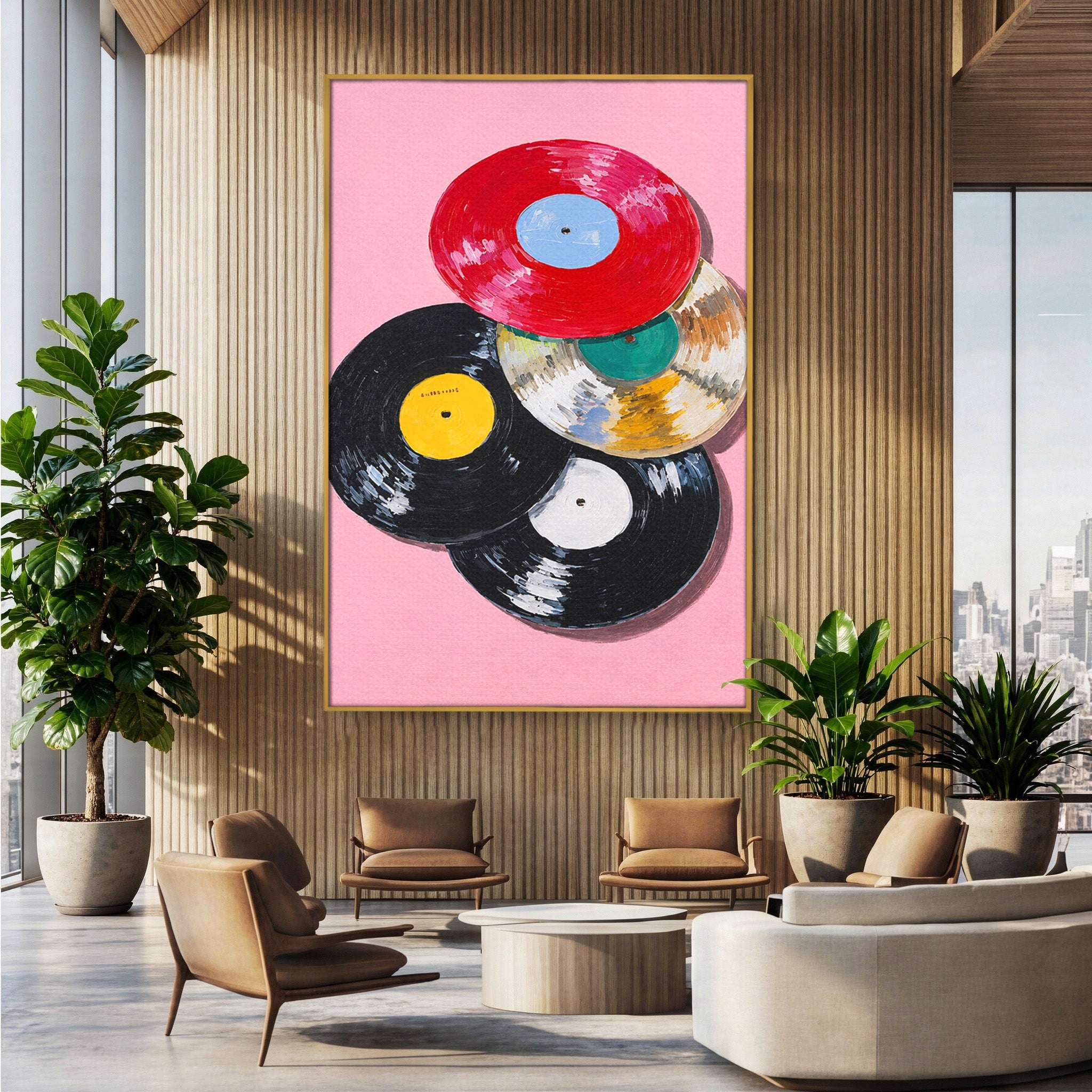 Tablou Canvas Premium LuxCanva® R1007, Viniluri Retro, Viniluri, Muzica, Retro, Arta, Living, Culori Vibrante
