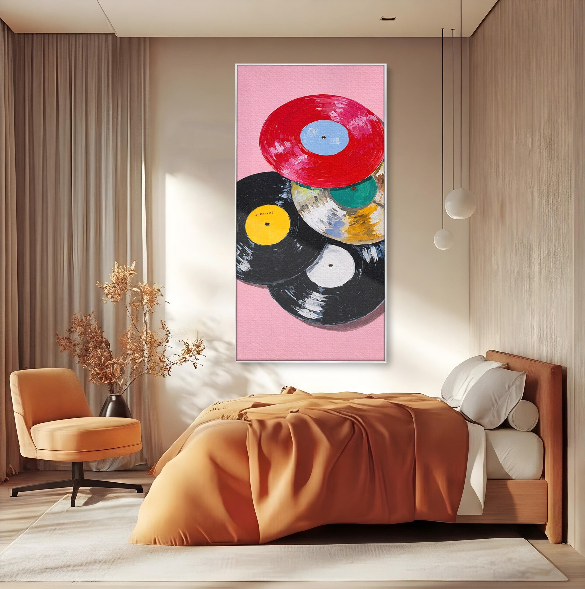 Tablou Canvas Premium LuxCanva® R1007, Viniluri Retro, Viniluri, Muzica, Retro, Arta, Living, Culori Vibrante
