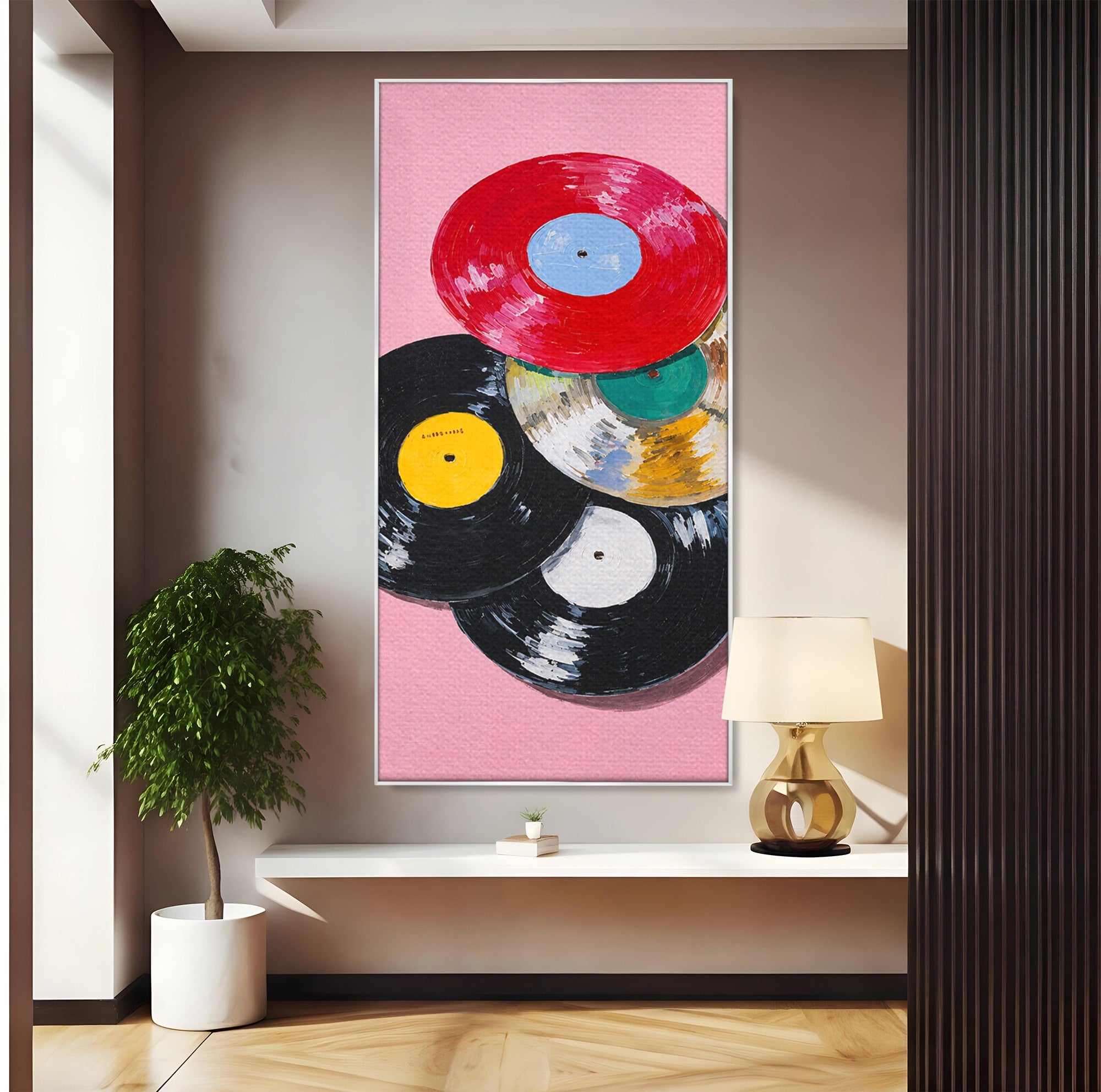 Tablou Canvas Premium LuxCanva® R1007, Viniluri Retro, Viniluri, Muzica, Retro, Arta, Living, Culori Vibrante