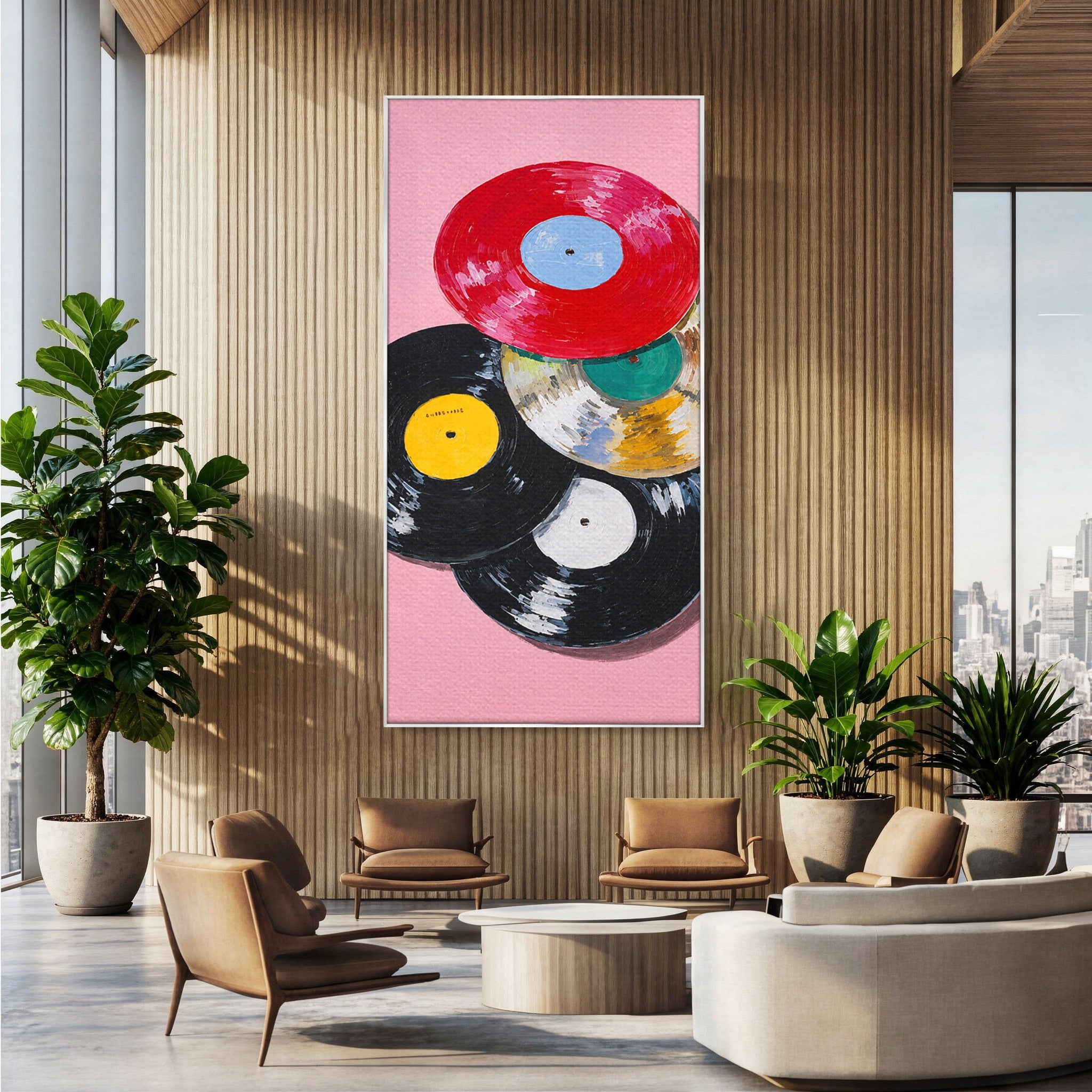 Tablou Canvas Premium LuxCanva® R1007, Viniluri Retro, Viniluri, Muzica, Retro, Arta, Living, Culori Vibrante