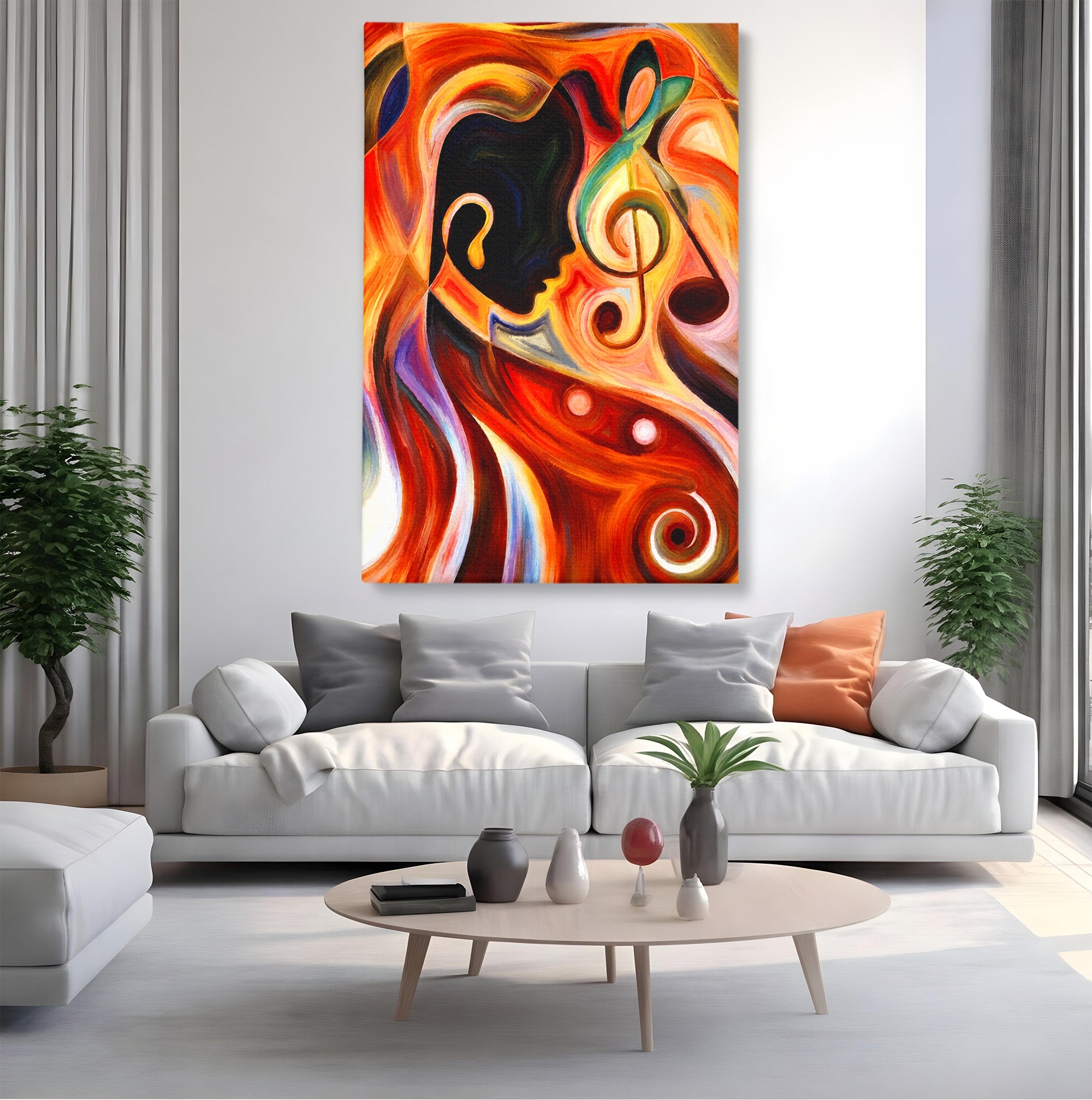 Tablou Canvas Premium LuxCanva® R1008, Fata Si Muzica, Fata, Muzica, Abstract, Arta, Living, Culori Vibrante