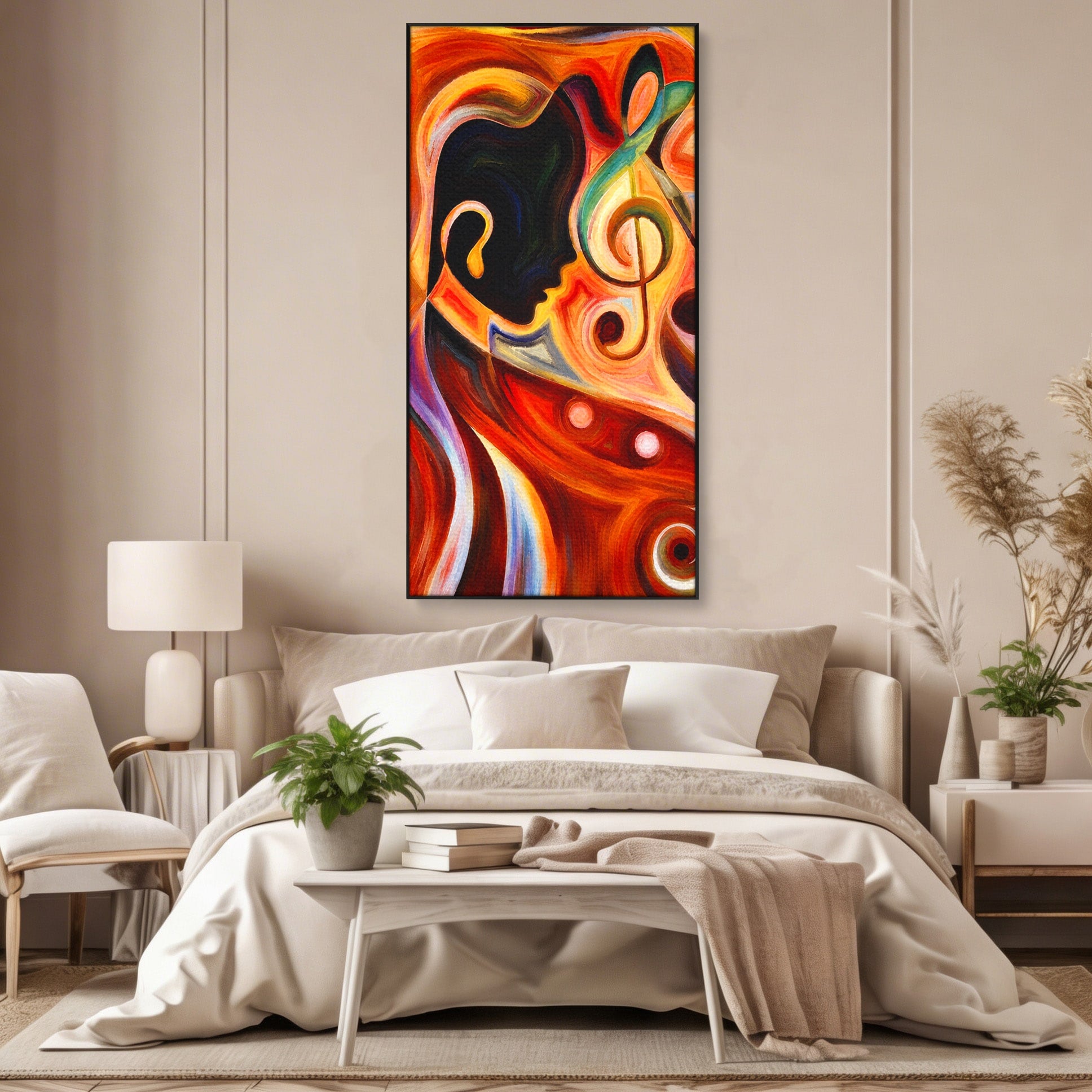 Tablou Canvas Premium LuxCanva® R1008, Fata Si Muzica, Fata, Muzica, Abstract, Arta, Living, Culori Vibrante