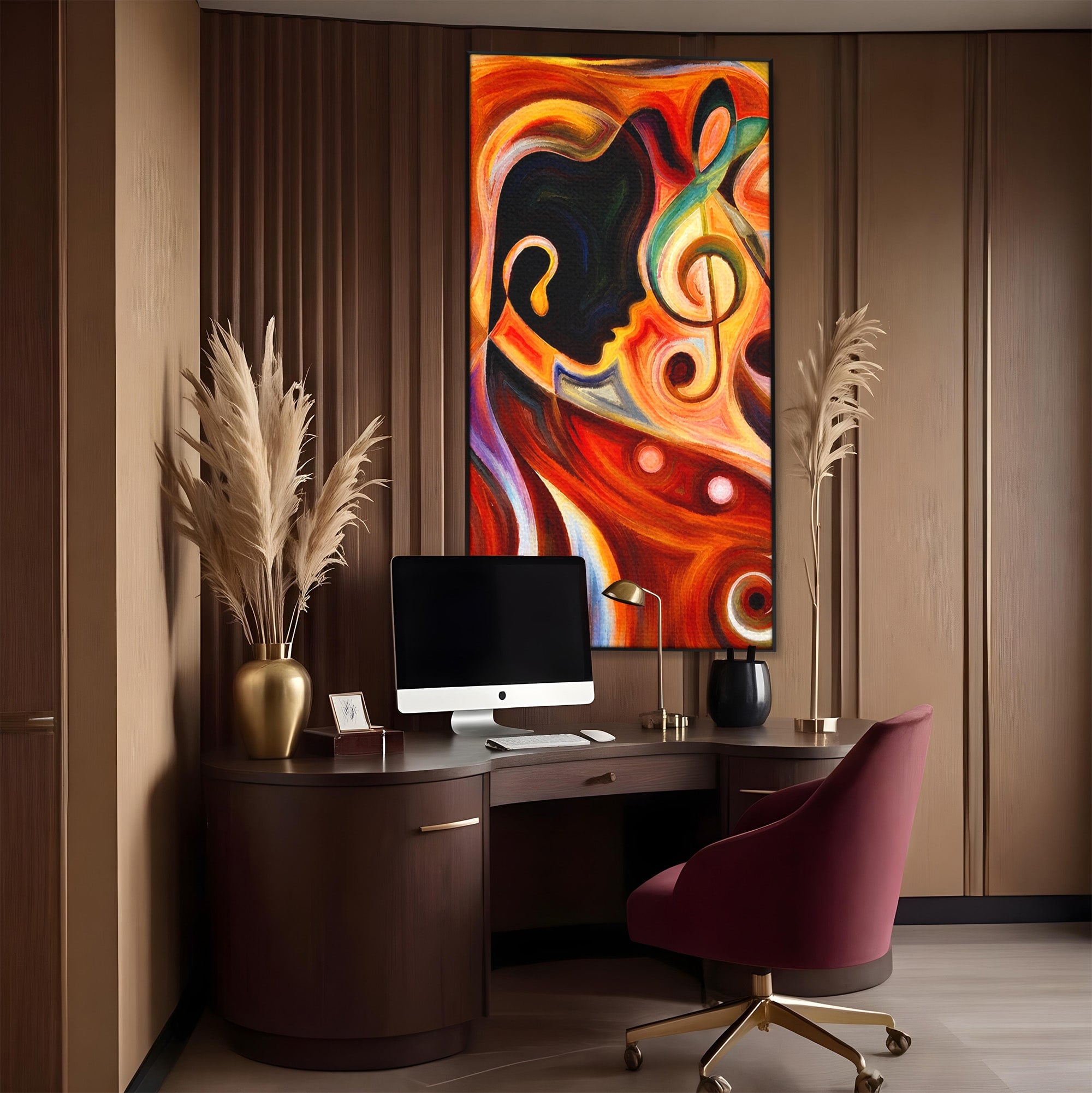 Tablou Canvas Premium LuxCanva® R1008, Fata Si Muzica, Fata, Muzica, Abstract, Arta, Living, Culori Vibrante