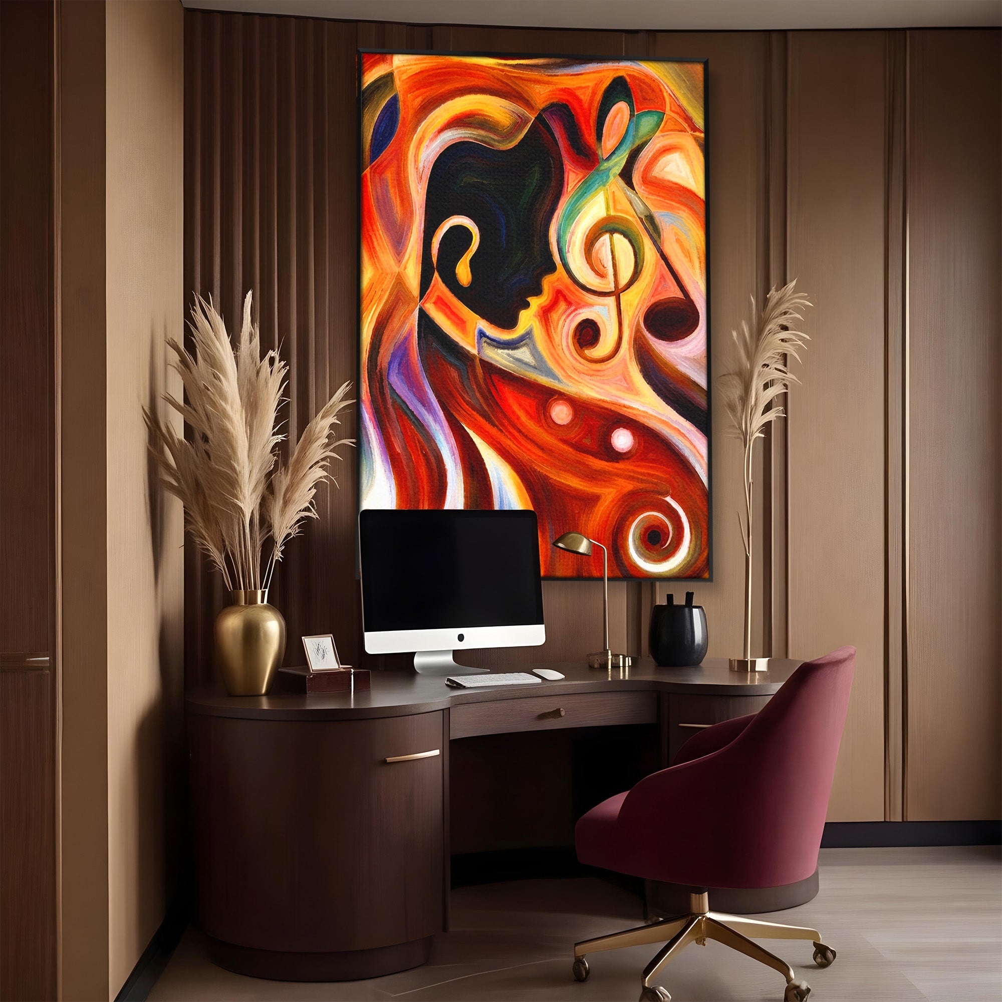 Tablou Canvas Premium LuxCanva® R1008, Fata Si Muzica, Fata, Muzica, Abstract, Arta, Living, Culori Vibrante