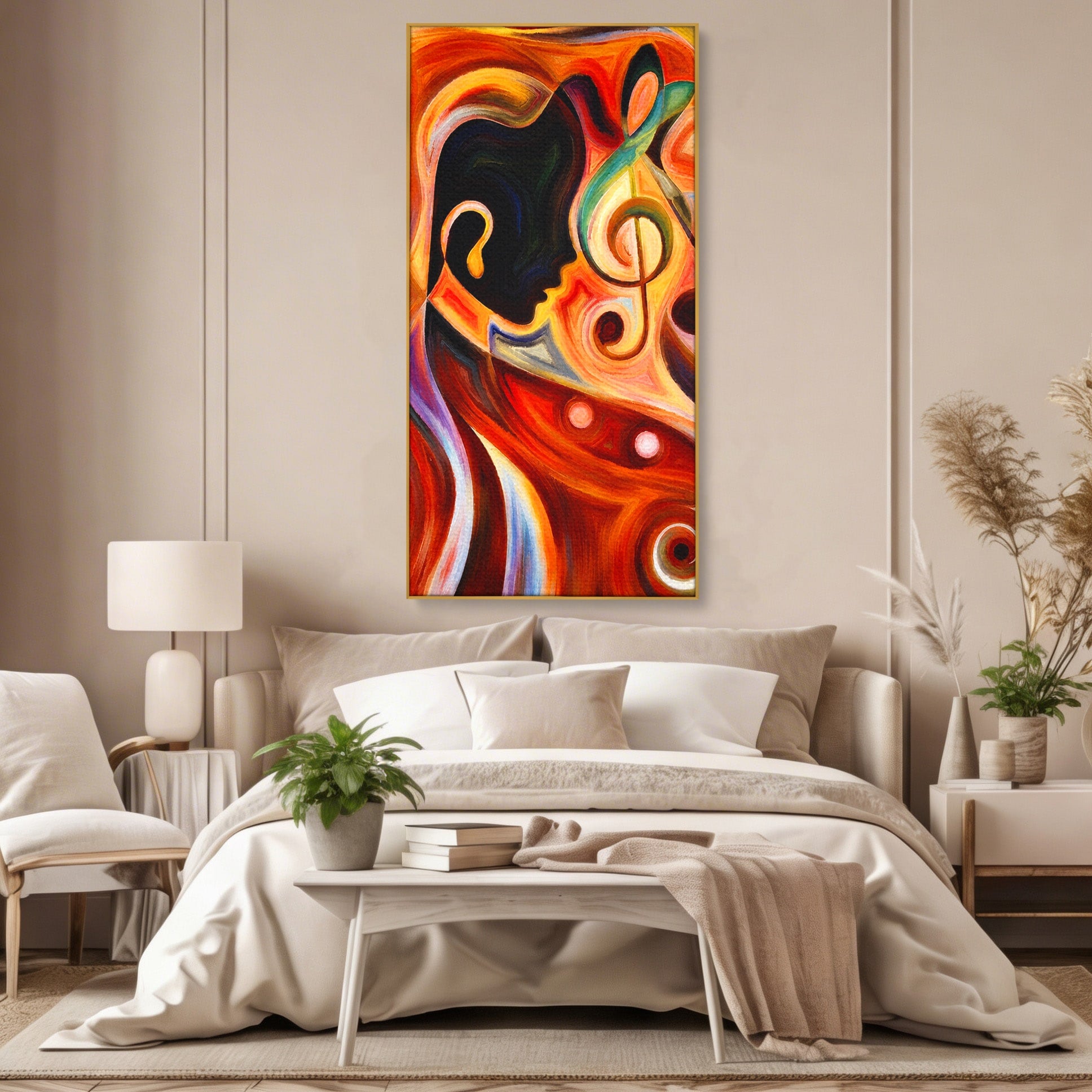 Tablou Canvas Premium LuxCanva® R1008, Fata Si Muzica, Fata, Muzica, Abstract, Arta, Living, Culori Vibrante