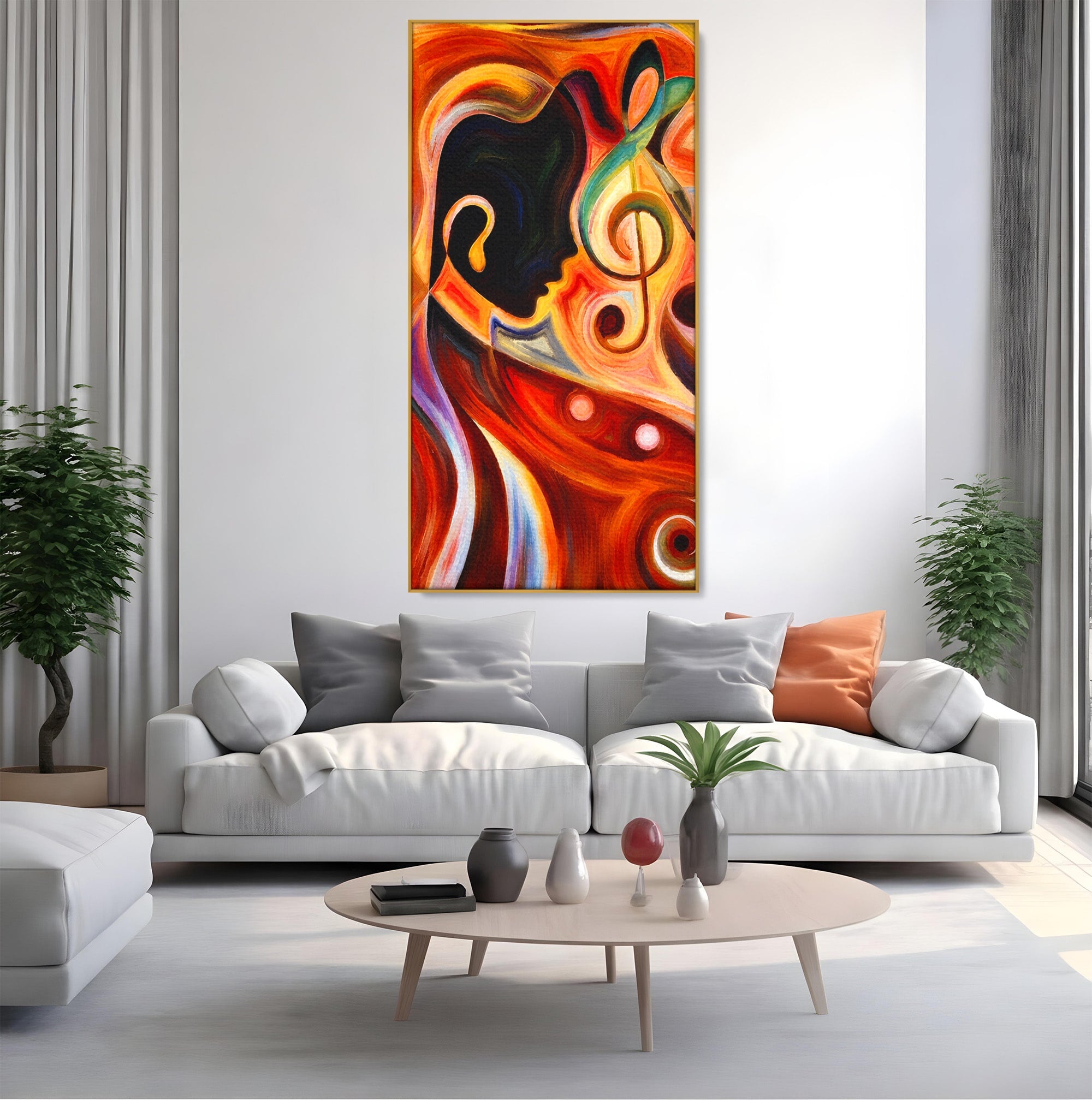 Tablou Canvas Premium LuxCanva® R1008, Fata Si Muzica, Fata, Muzica, Abstract, Arta, Living, Culori Vibrante