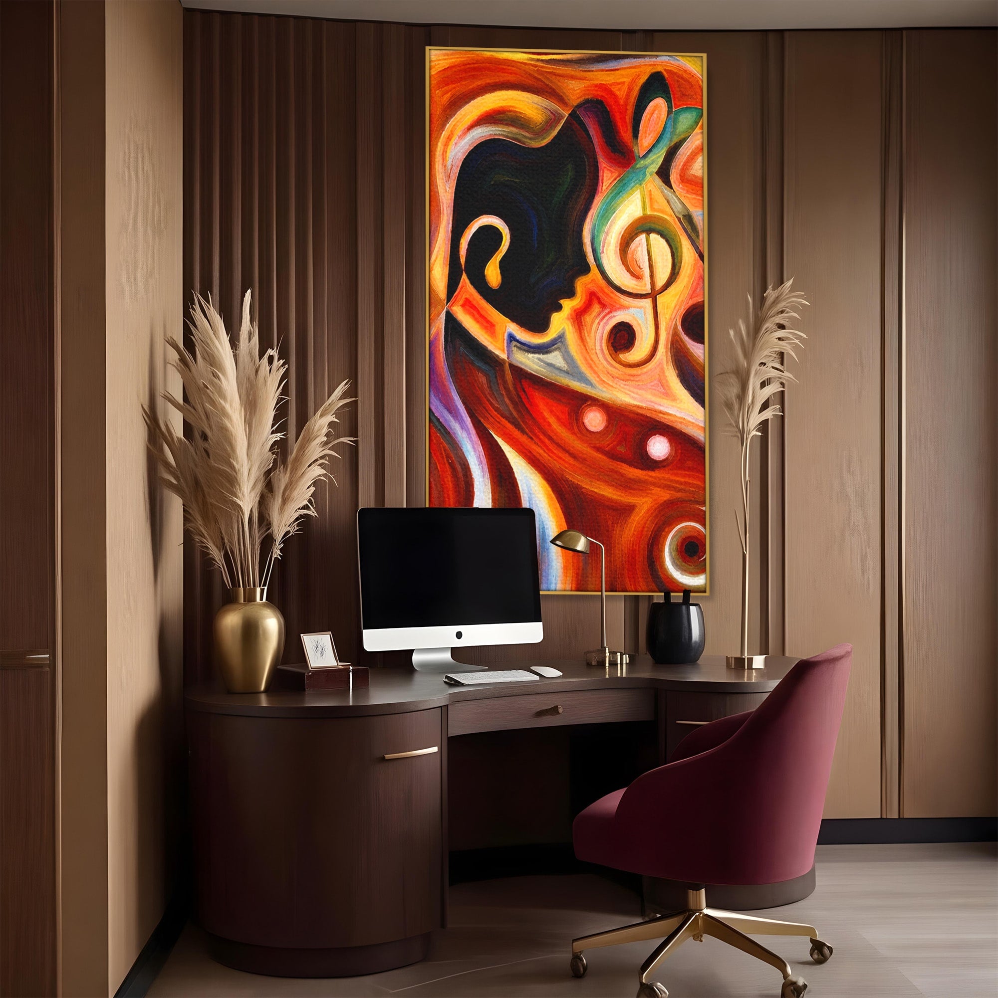 Tablou Canvas Premium LuxCanva® R1008, Fata Si Muzica, Fata, Muzica, Abstract, Arta, Living, Culori Vibrante