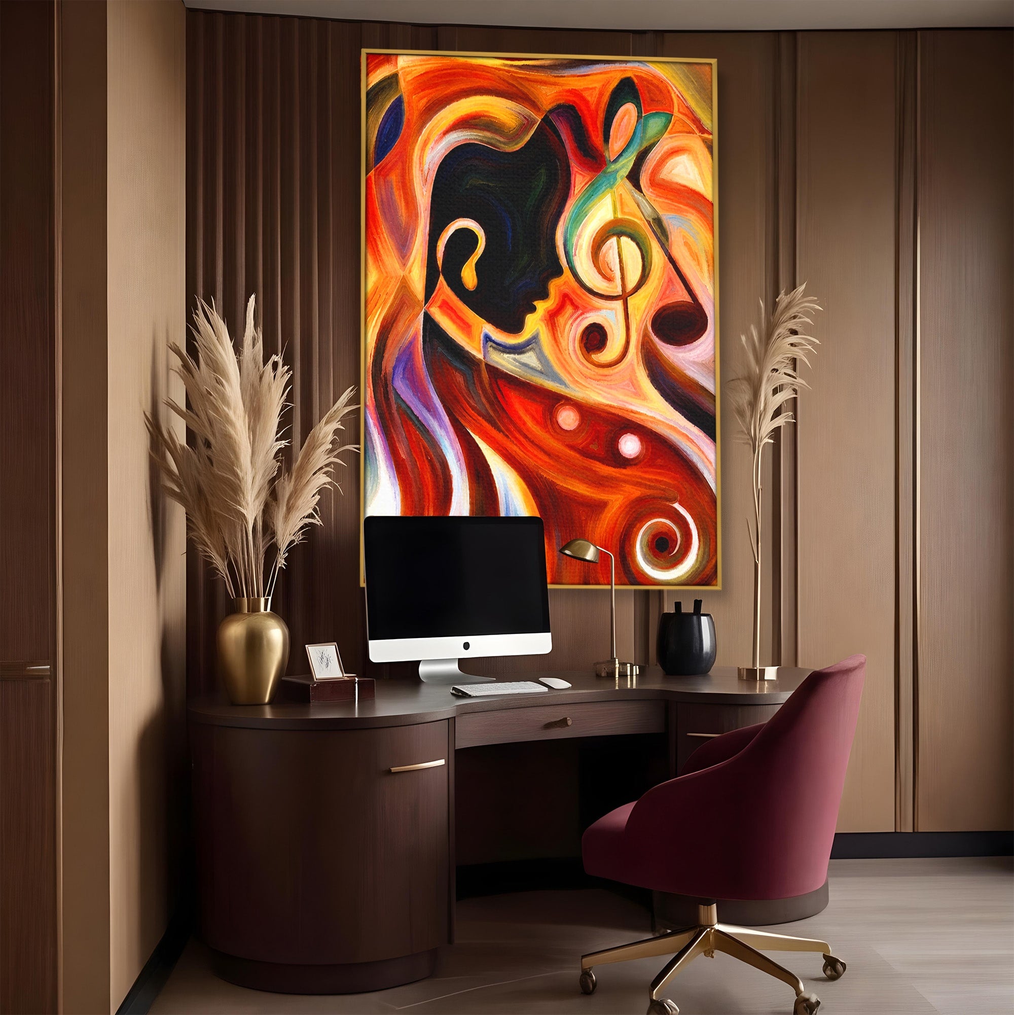Tablou Canvas Premium LuxCanva® R1008, Fata Si Muzica, Fata, Muzica, Abstract, Arta, Living, Culori Vibrante