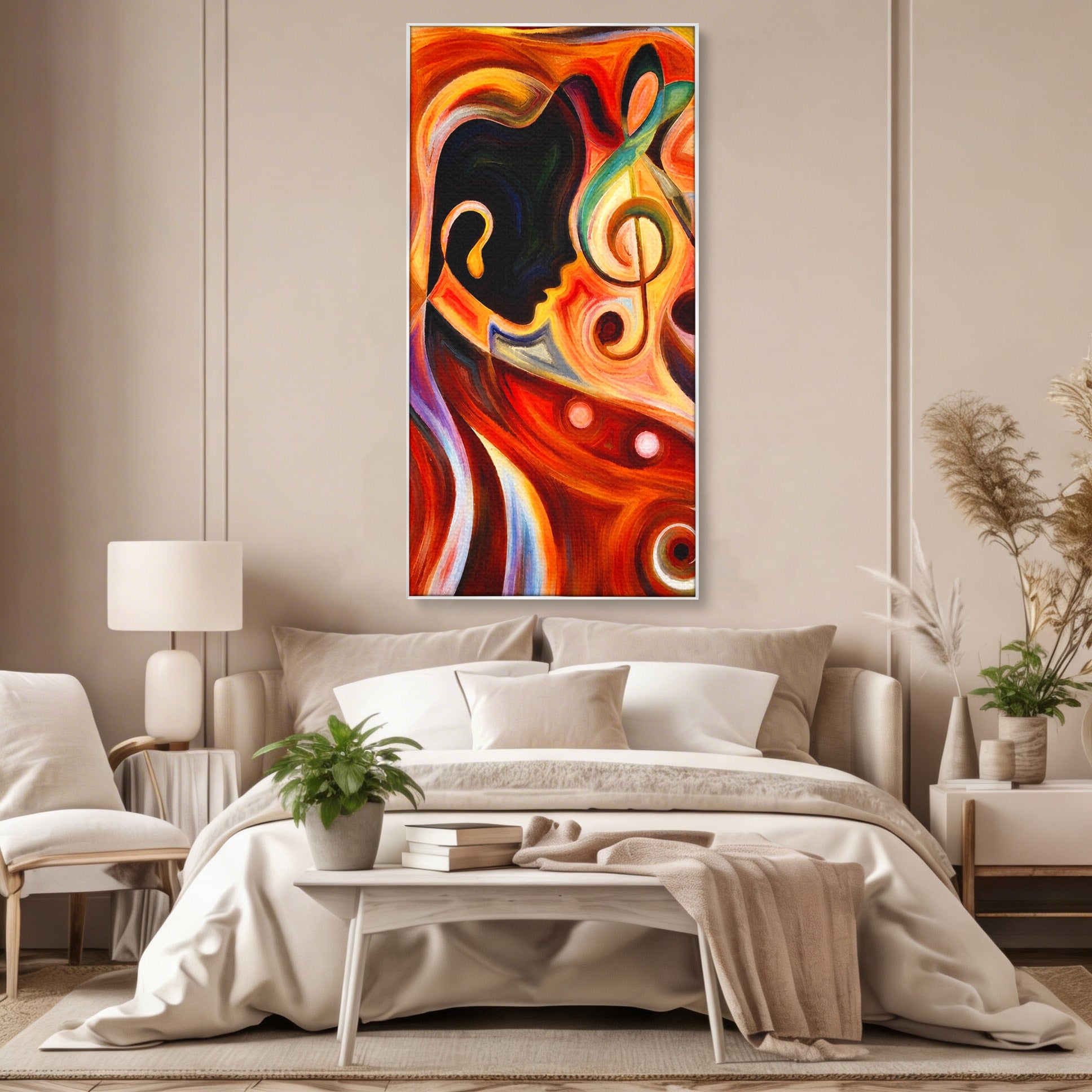 Tablou Canvas Premium LuxCanva® R1008, Fata Si Muzica, Fata, Muzica, Abstract, Arta, Living, Culori Vibrante