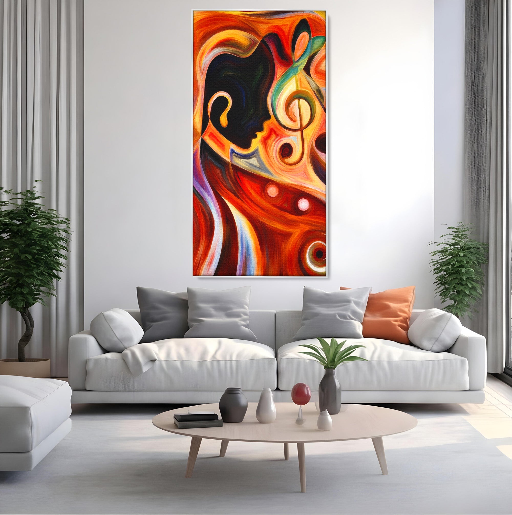 Tablou Canvas Premium LuxCanva® R1008, Fata Si Muzica, Fata, Muzica, Abstract, Arta, Living, Culori Vibrante