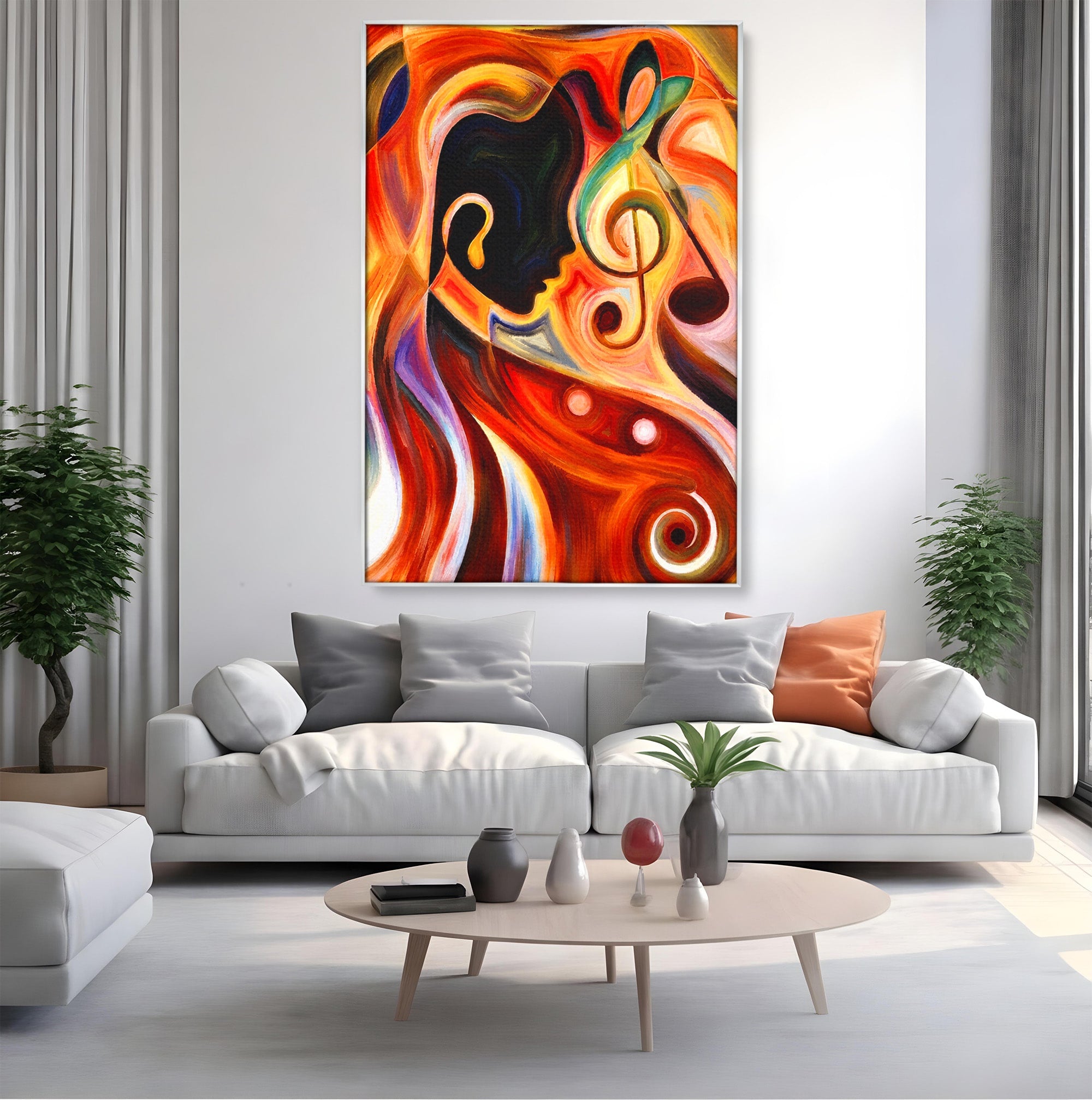 Tablou Canvas Premium LuxCanva® R1008, Fata Si Muzica, Fata, Muzica, Abstract, Arta, Living, Culori Vibrante