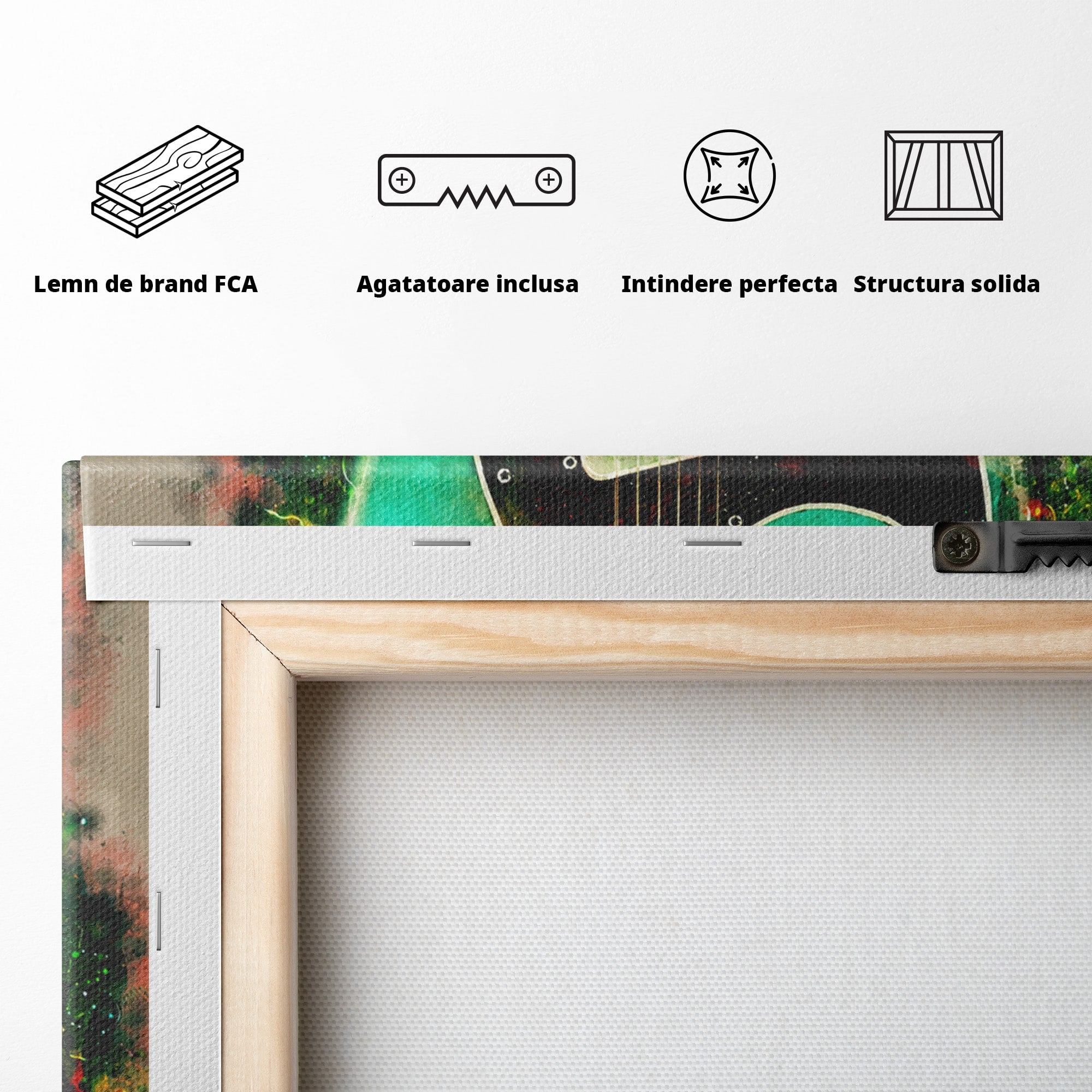 Tablou Canvas Premium LuxCanva® R1009, Chitara Electrica Vintage, Chitara, Muzica, Vintage, Arta, Living, Culori Vibrante
