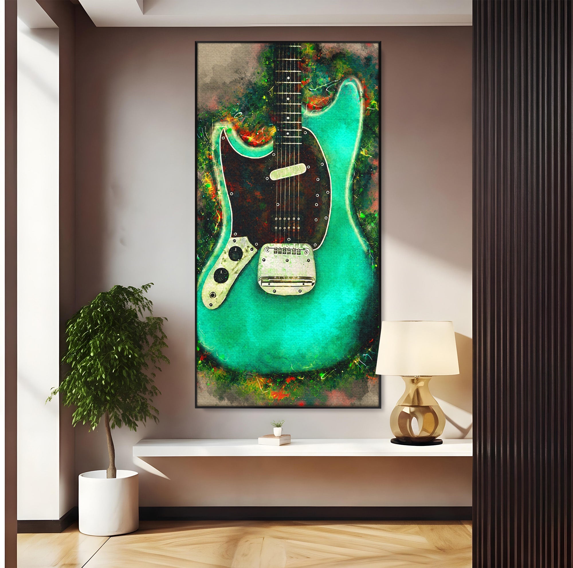 Tablou Canvas Premium LuxCanva® R1009, Chitara Electrica Vintage, Chitara, Muzica, Vintage, Arta, Living, Culori Vibrante