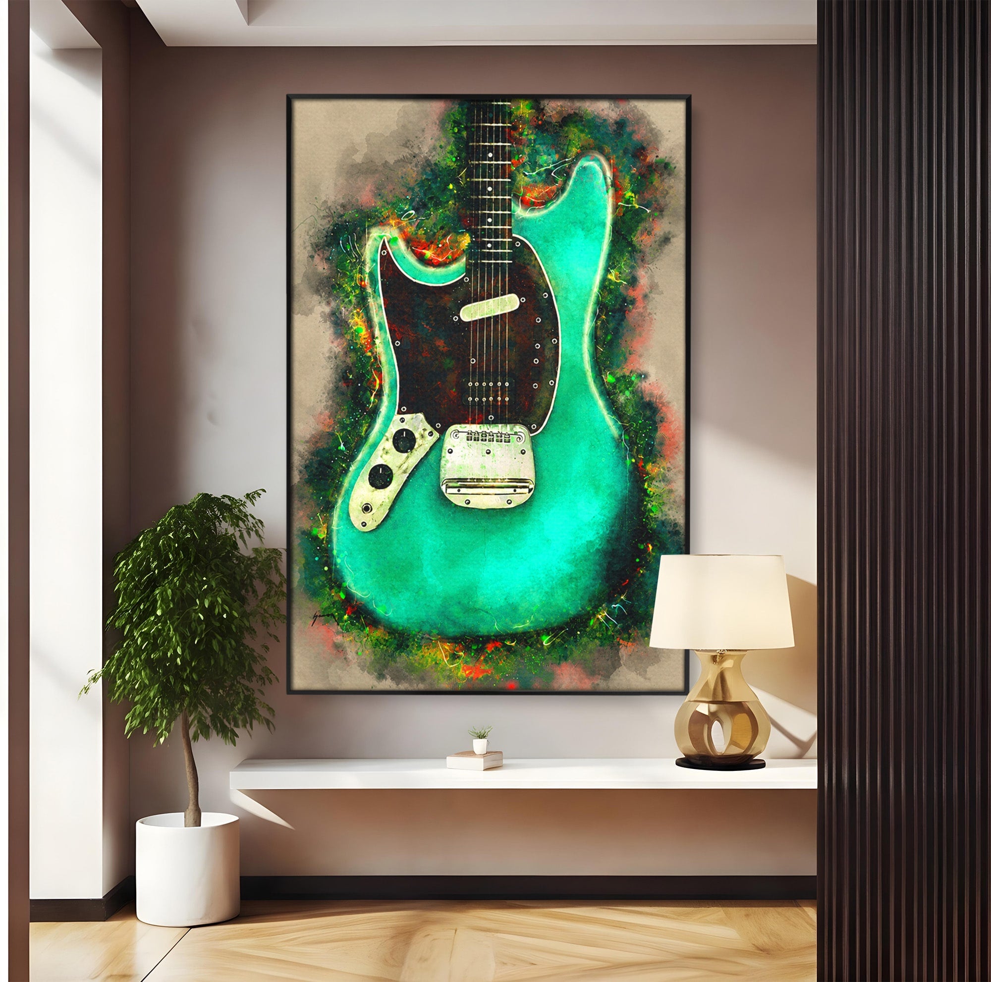 Tablou Canvas Premium LuxCanva® R1009, Chitara Electrica Vintage, Chitara, Muzica, Vintage, Arta, Living, Culori Vibrante