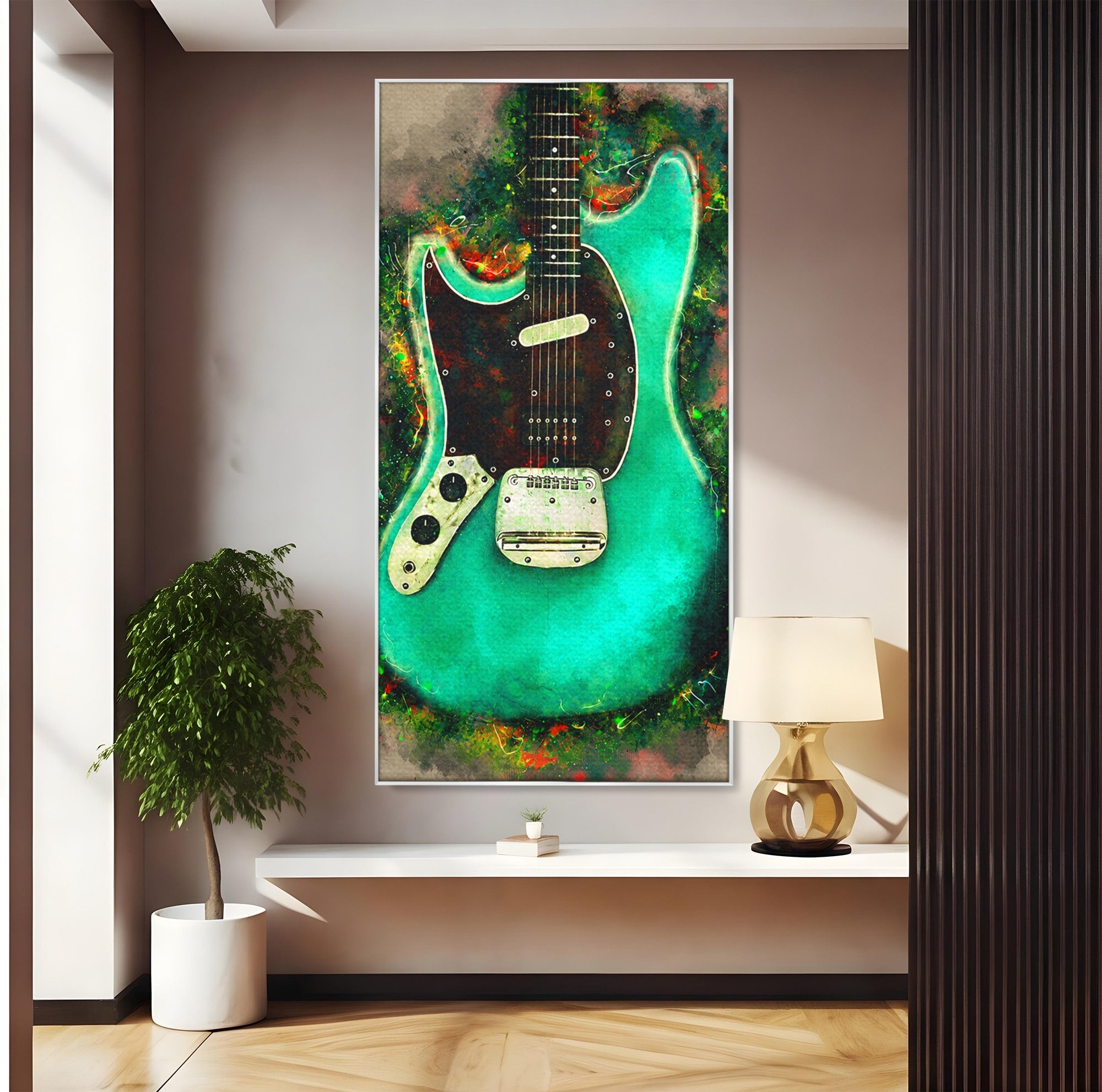 Tablou Canvas Premium LuxCanva® R1009, Chitara Electrica Vintage, Chitara, Muzica, Vintage, Arta, Living, Culori Vibrante