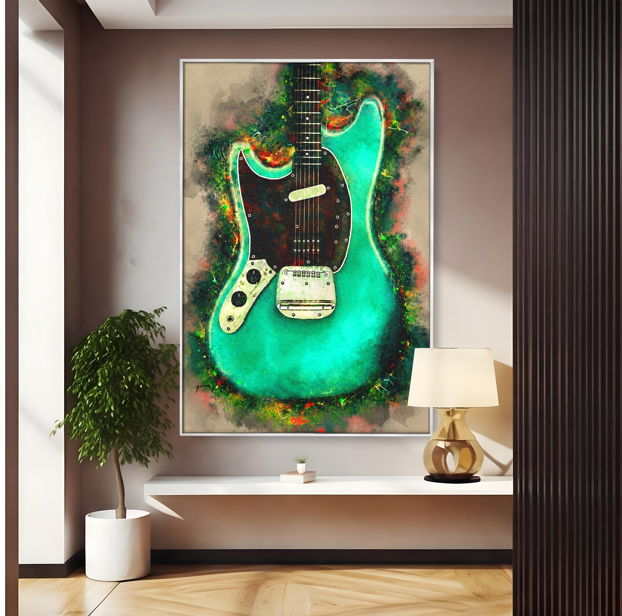 Tablou Canvas Premium LuxCanva® R1009, Chitara Electrica Vintage, Chitara, Muzica, Vintage, Arta, Living, Culori Vibrante