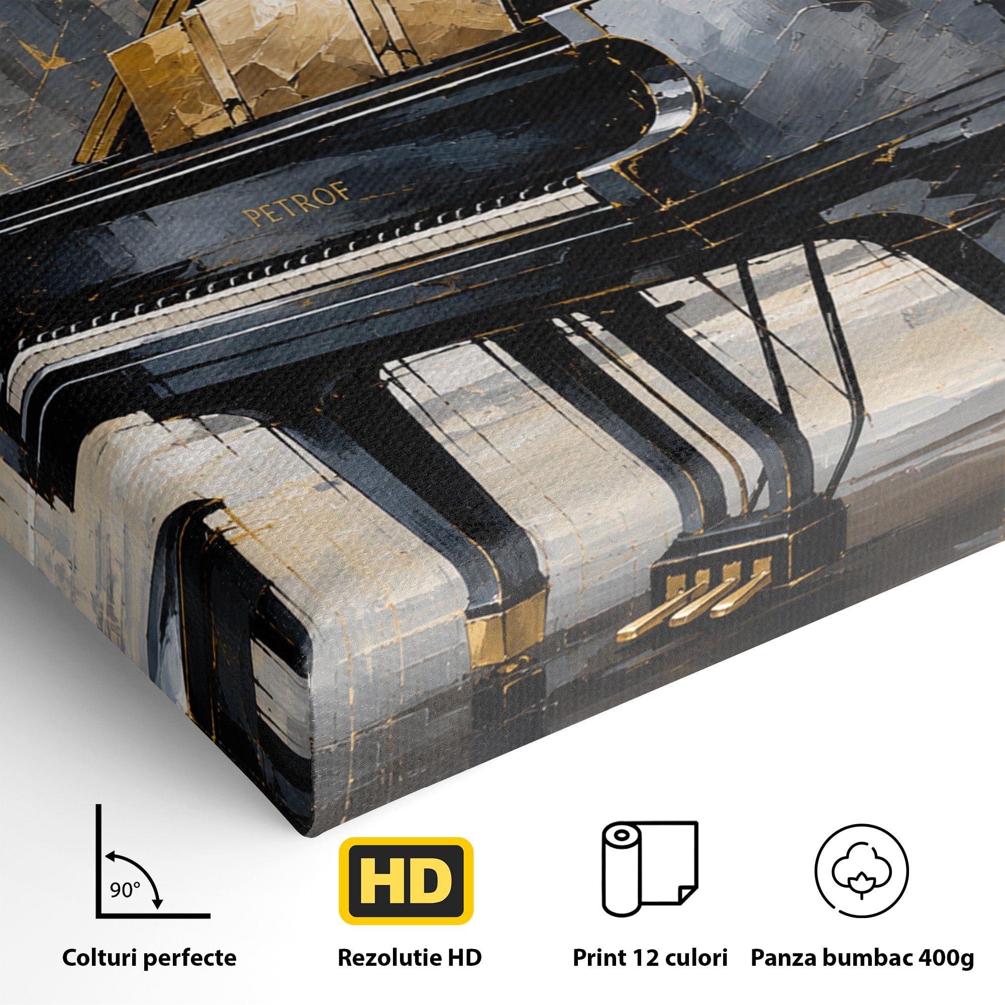 Tablou Canvas Premium LuxCanva® R1011, Pianul Elegant, Pian, Muzica, Abstract, Eleganta, Living, Birou, Culori Vibrante