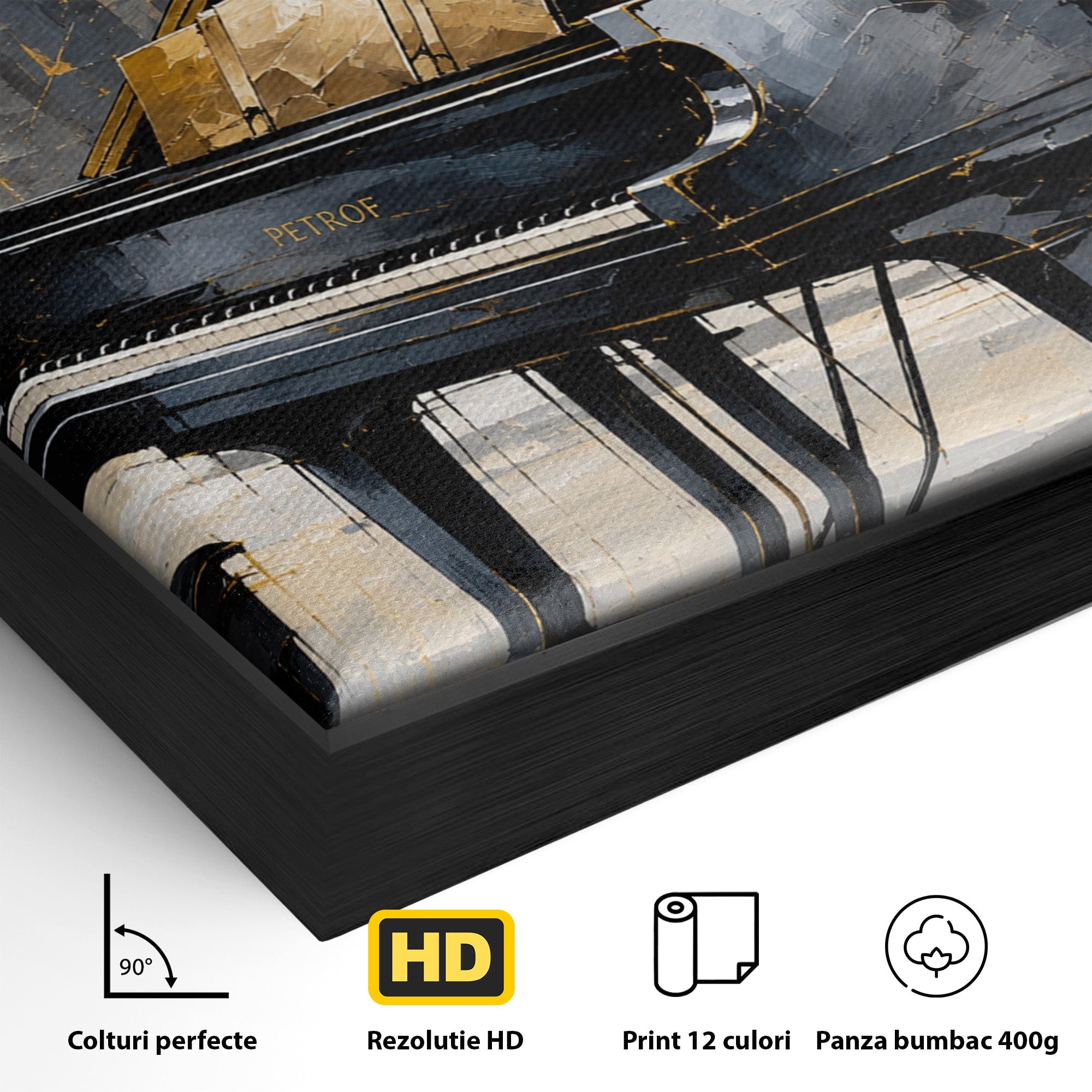 Tablou Canvas Premium LuxCanva® R1011, Pianul Elegant, Pian, Muzica, Abstract, Eleganta, Living, Birou, Culori Vibrante