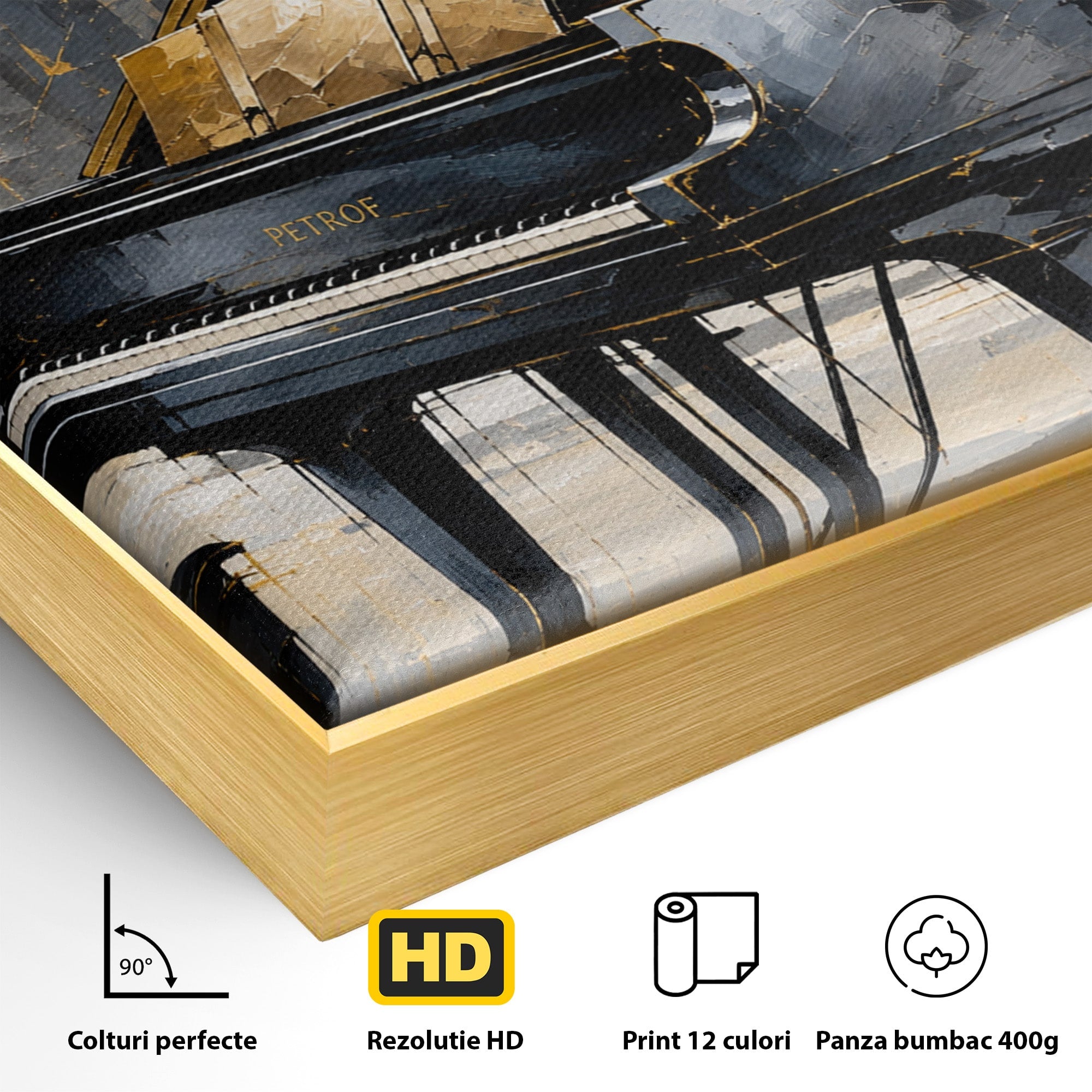Tablou Canvas Premium LuxCanva® R1011, Pianul Elegant, Pian, Muzica, Abstract, Eleganta, Living, Birou, Culori Vibrante